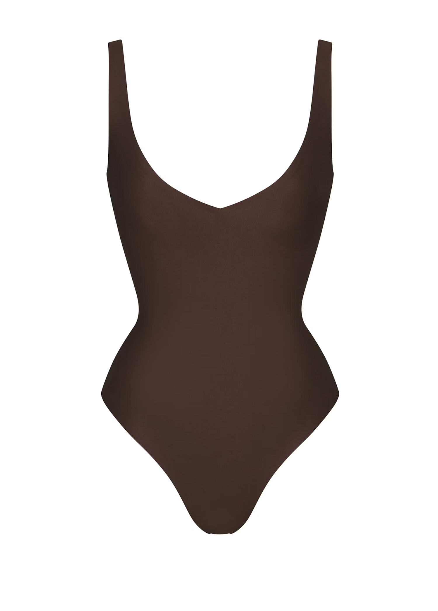 Unlined Plunge Koyu Kahverengi Tanga Bodysuit