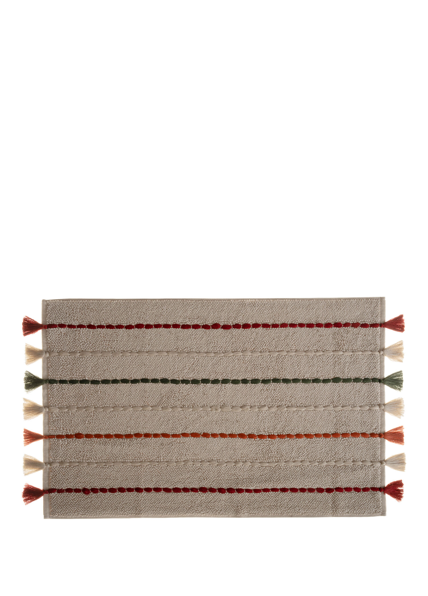 Katari Pamuk El Nakışlı Bej Banyo Paspası 50x80 cm
