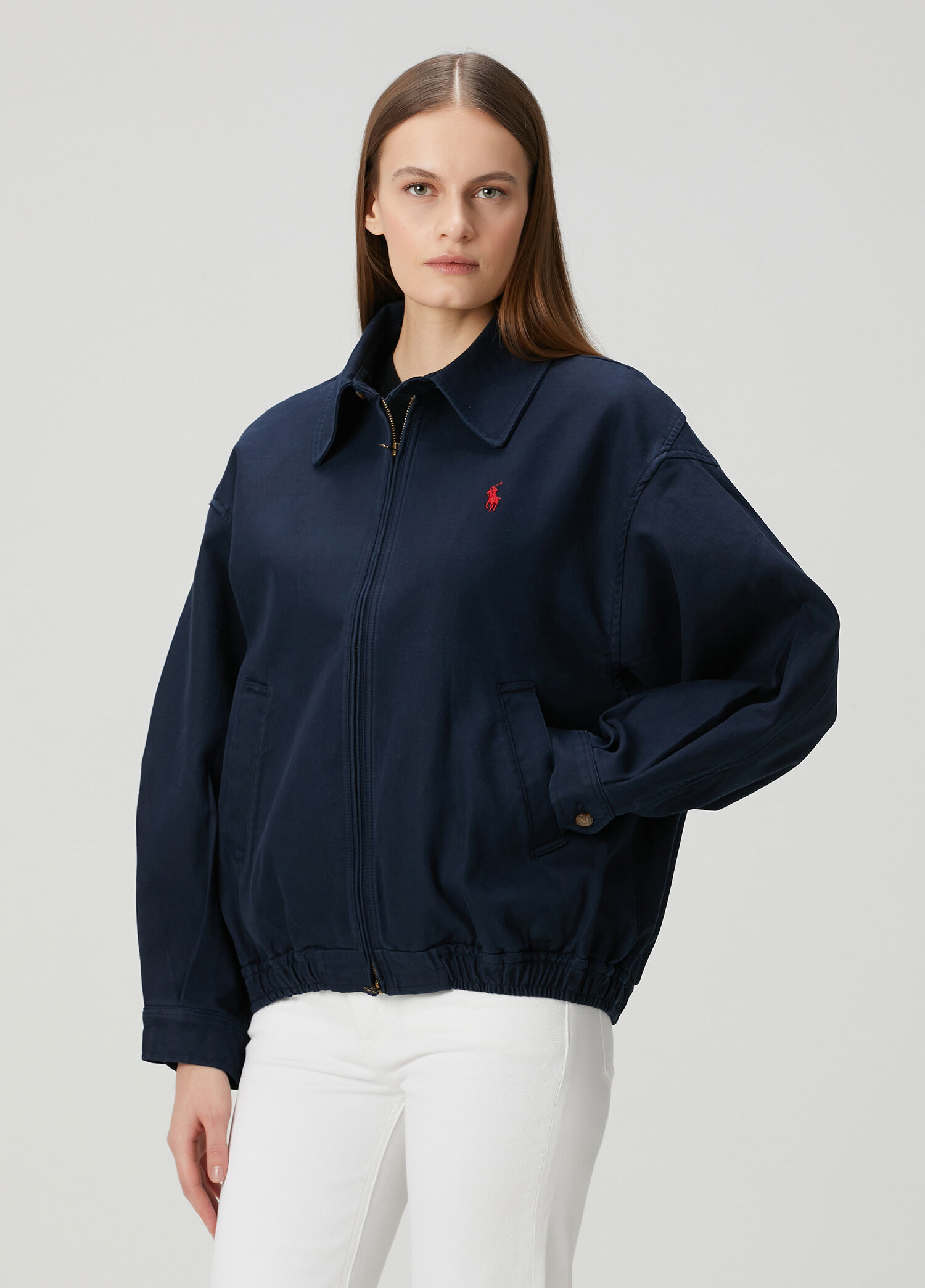 Lacivert Logo Nakışlı Bomber Ceket