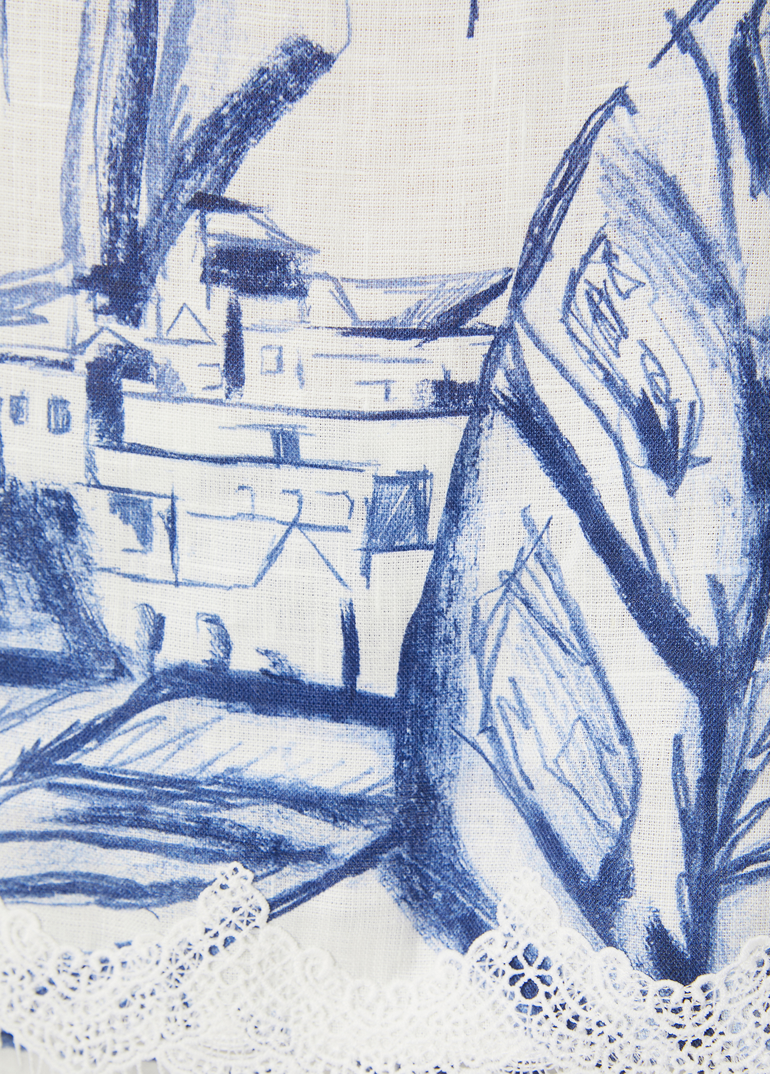 Santorini Desenli Keten Bluz_5