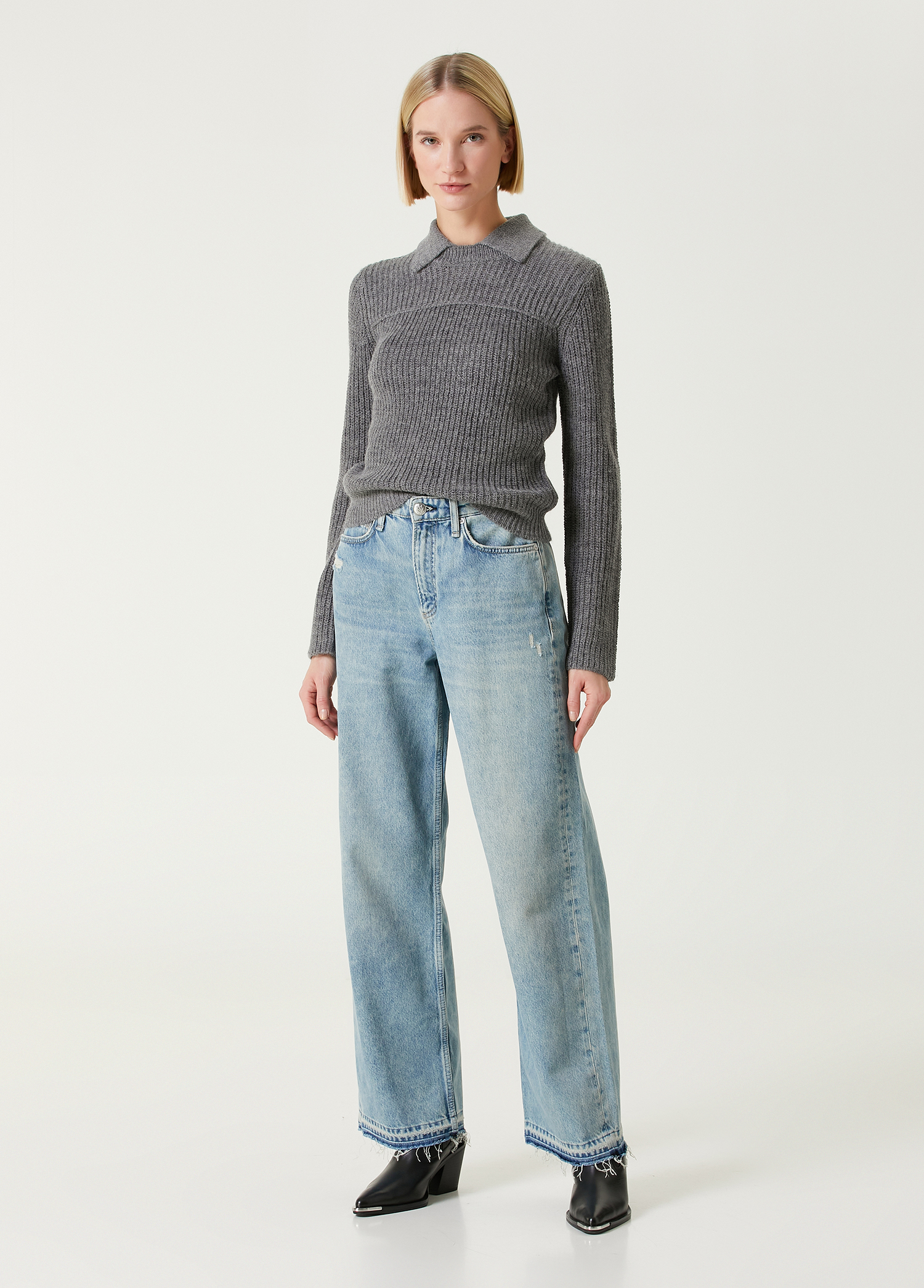 Logan Mavi Wide Leg Jean Pantolon