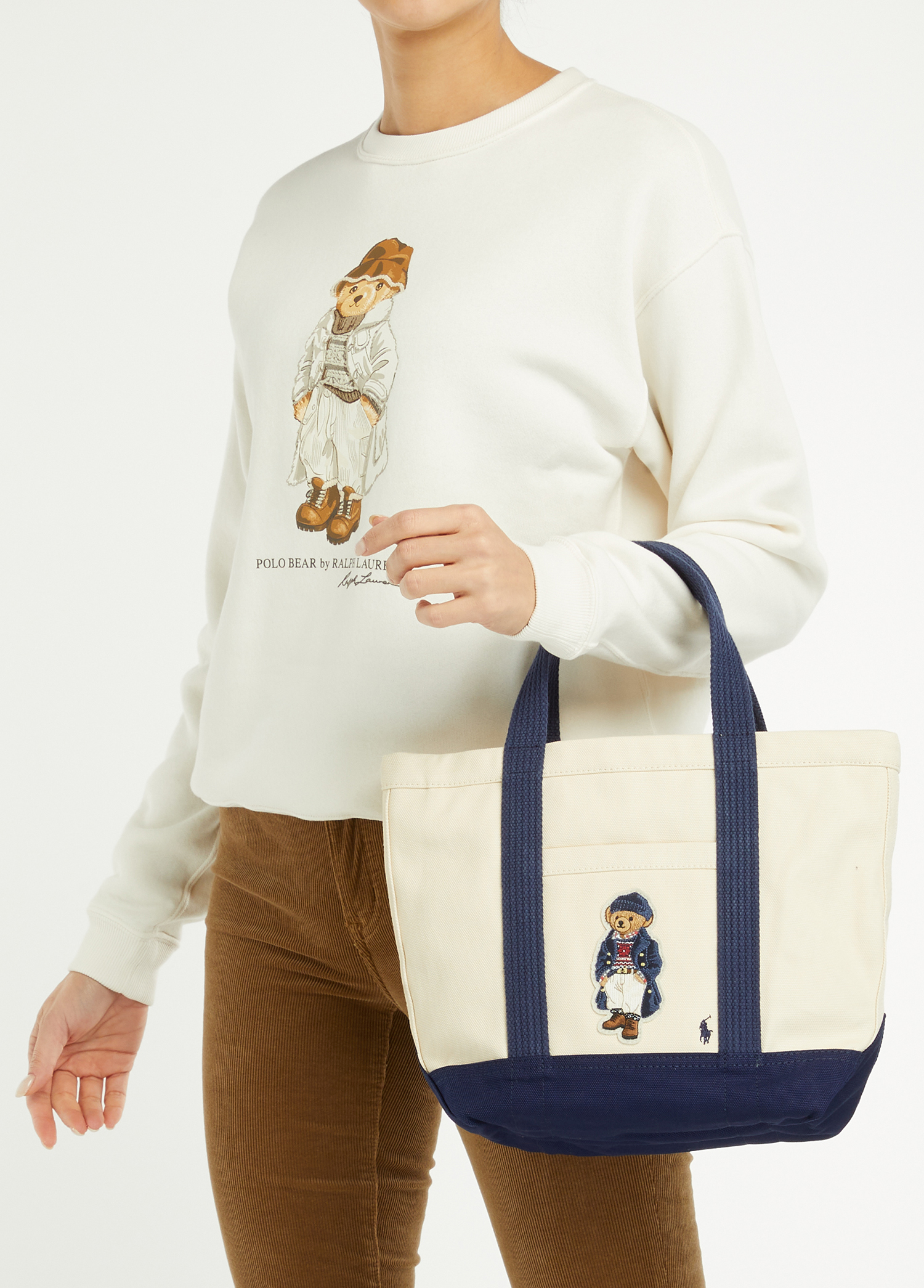 Polo Bear Navy Blue Ecru Women's Shopping Bag