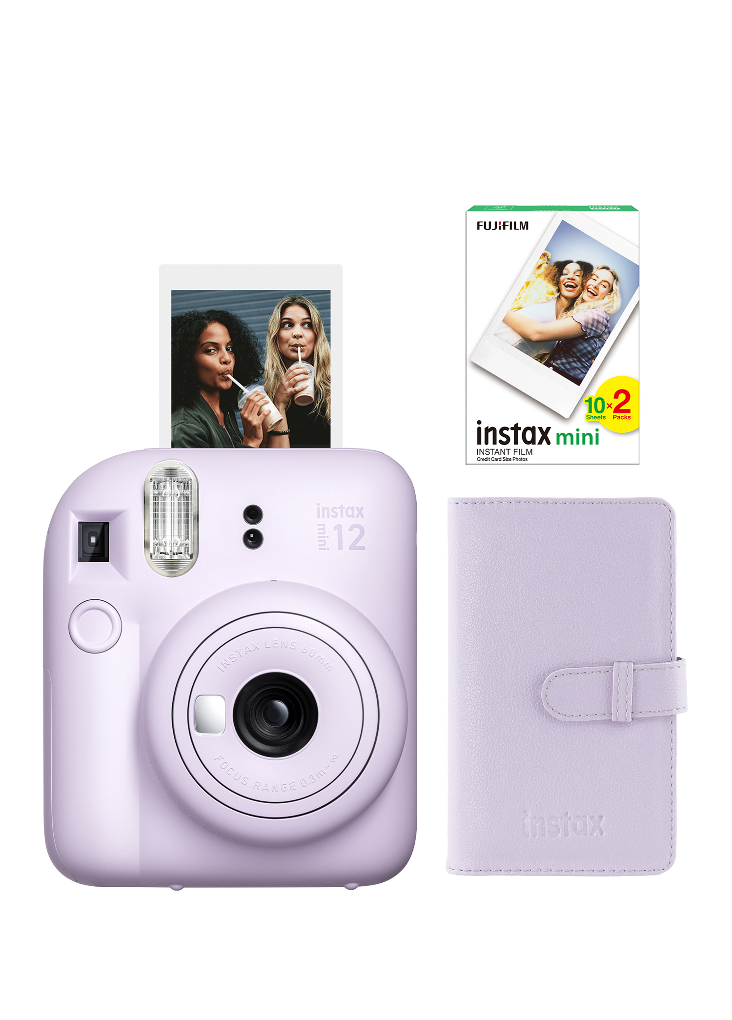 Instax Mini 12 Lila Fotoğraf Makinesi + 20'li Film ve Laporta Albüm Seti