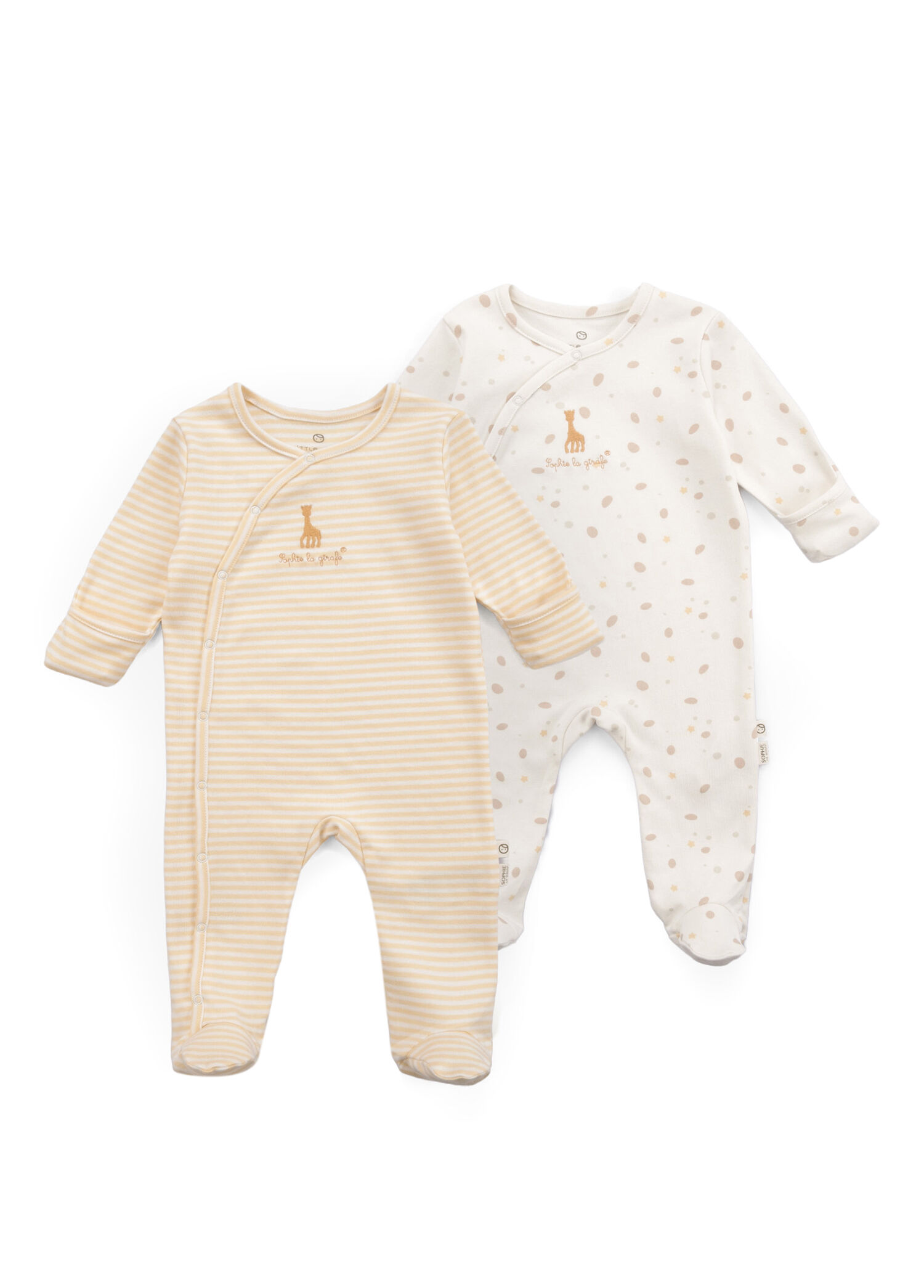 Sophie la Girafe Sarı Ekru Organik Pamuk Unisex Bebek 2'li Tulum Seti