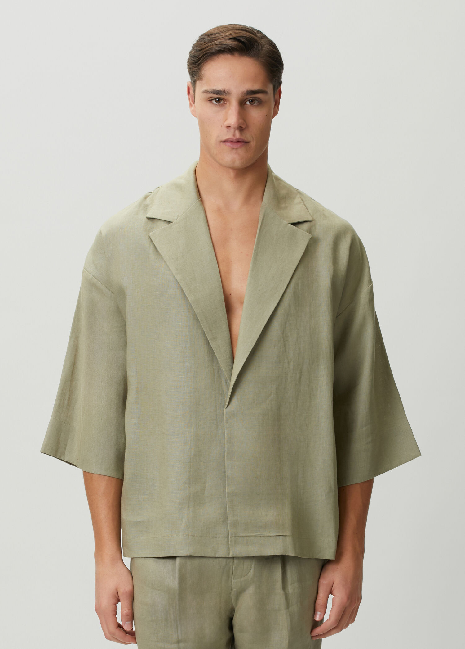 Ocean Yeşil Organik Keten Kimono