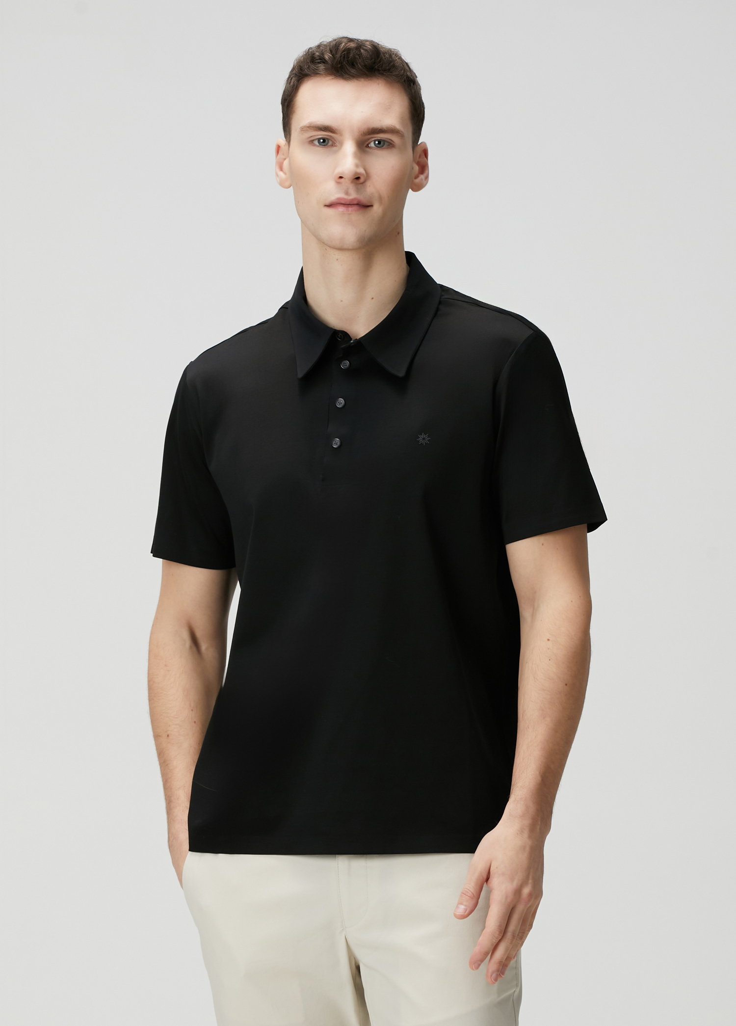 Siyah Polo Yaka Merserize T-shirt