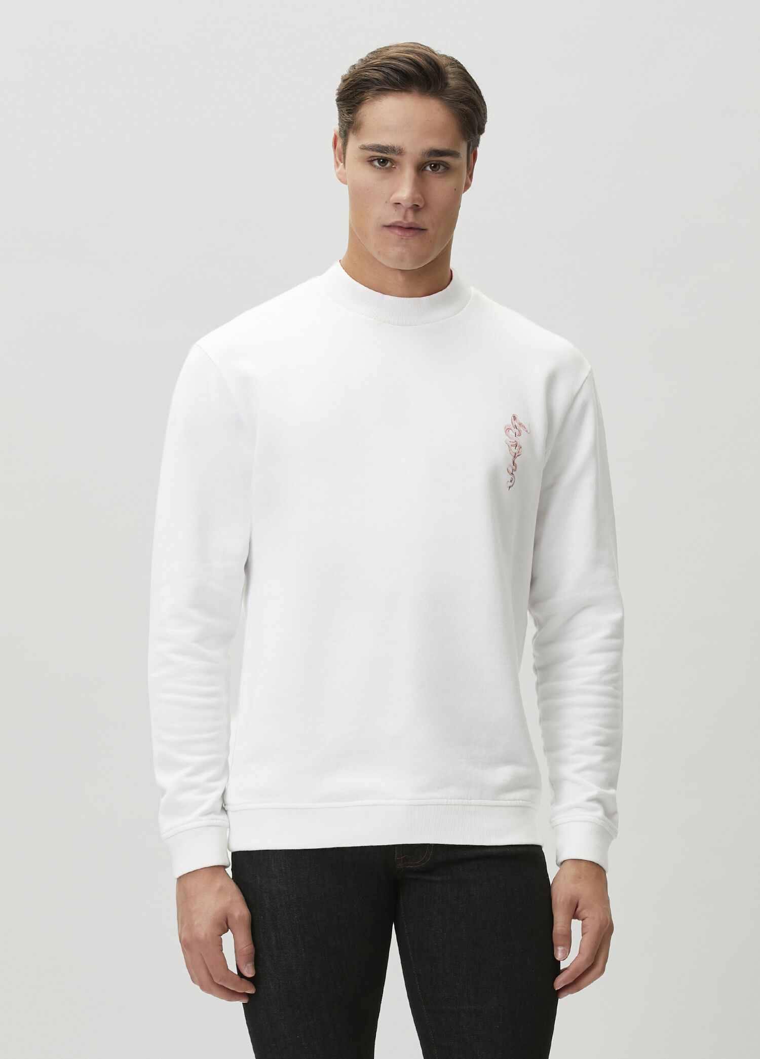 Beyaz Logo Baskılı Sweatshirt