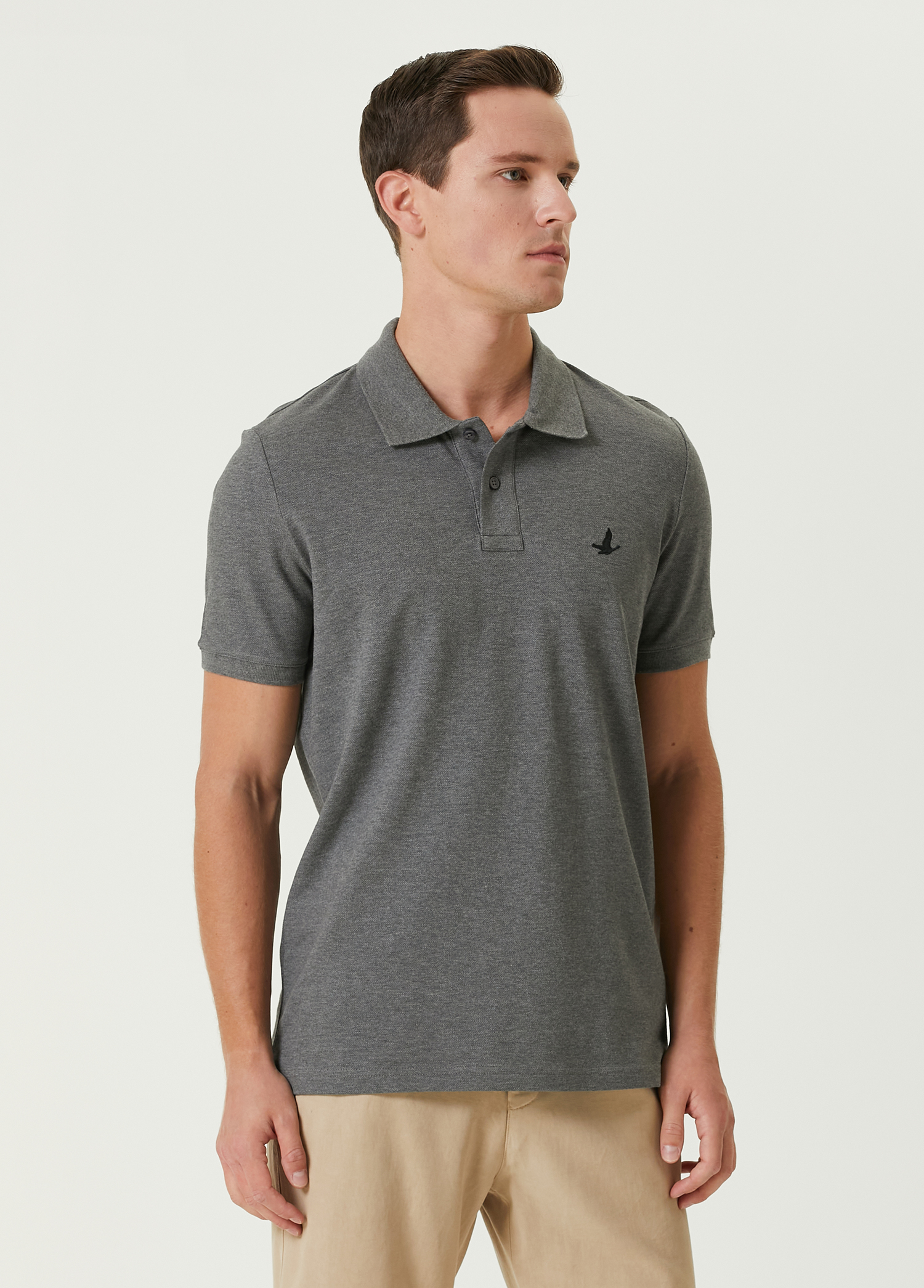 Comfort Fit Antrasit Polo Yaka T-shirt_1