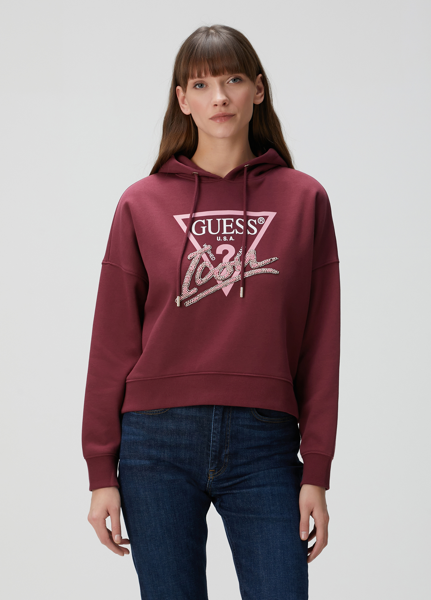 Icon Ic2 Fleece Bordo Kapüşonlu Sweatshirt