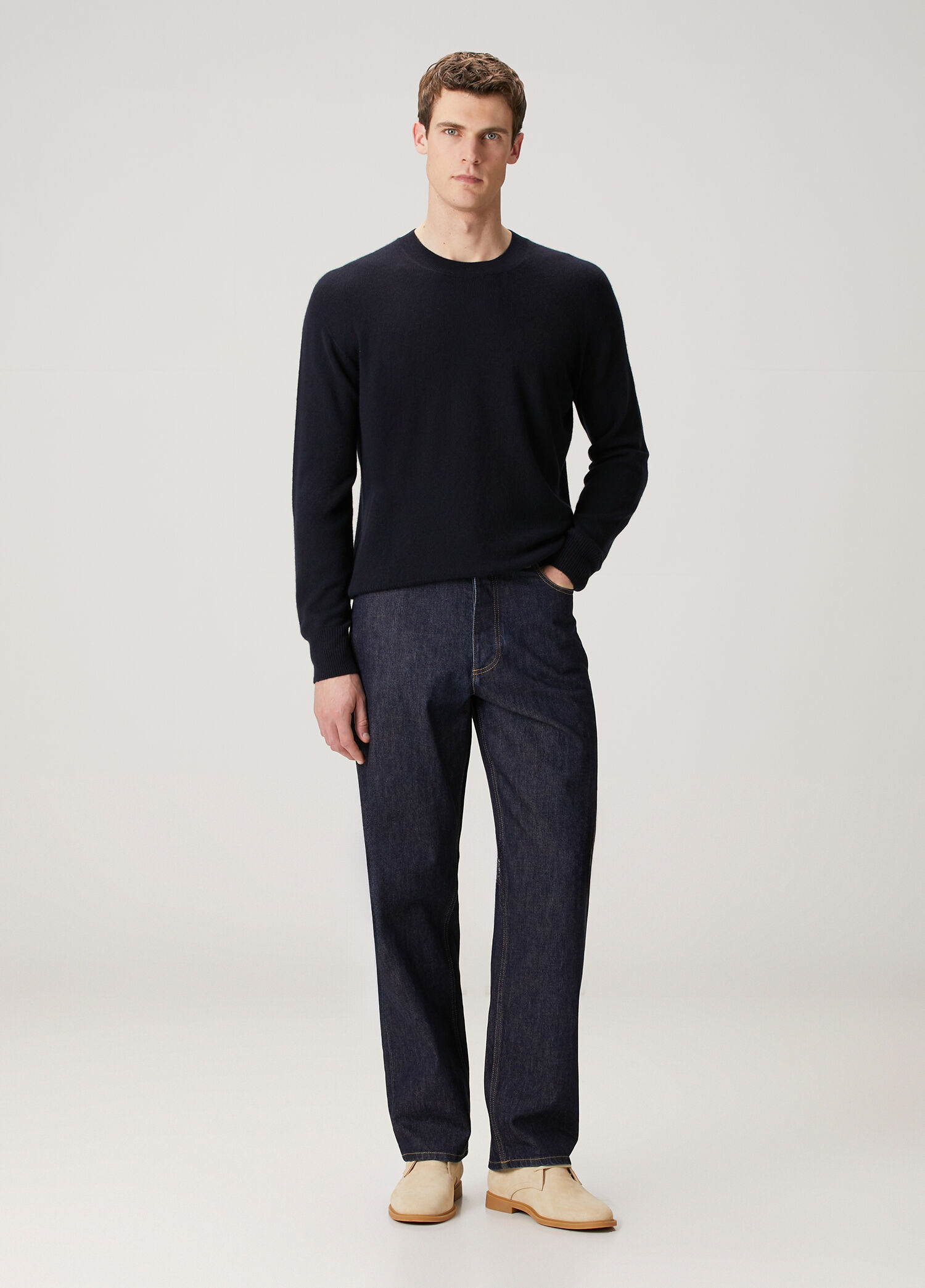 Lacivert Wide Leg Jean Pantolon