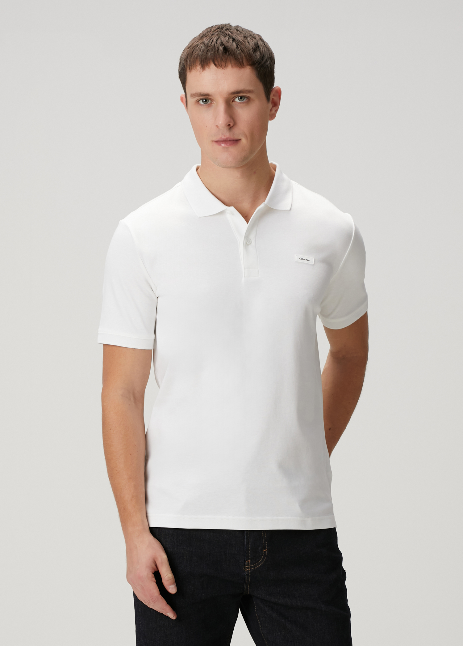 Slim Fit Beyaz Organik Pamuk Polo T-shirt