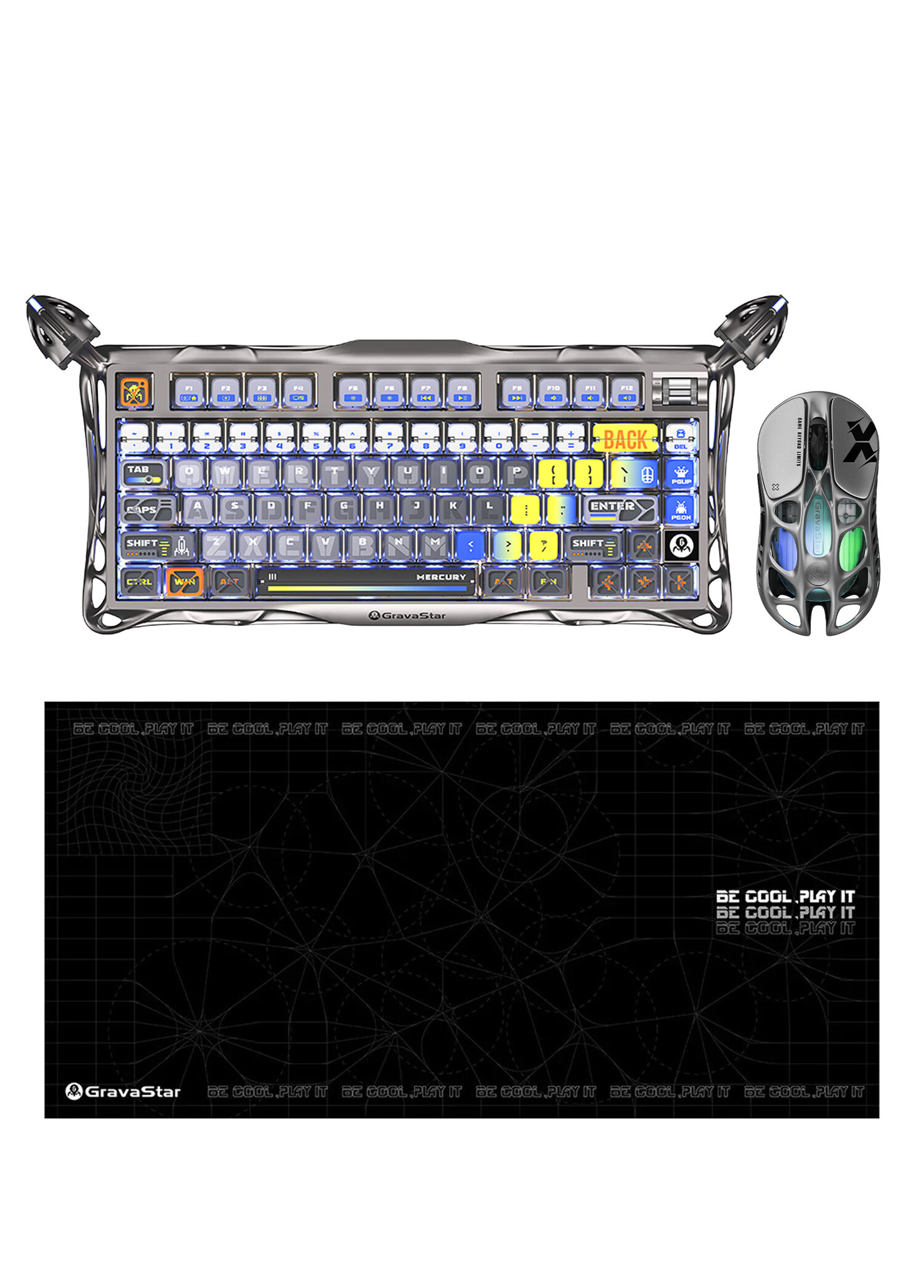 K1 Pro Interstellar Silver Mekanik Gaming Klavye X Kablosuz Optik Mouse ve Mousepad Oyuncu Seti