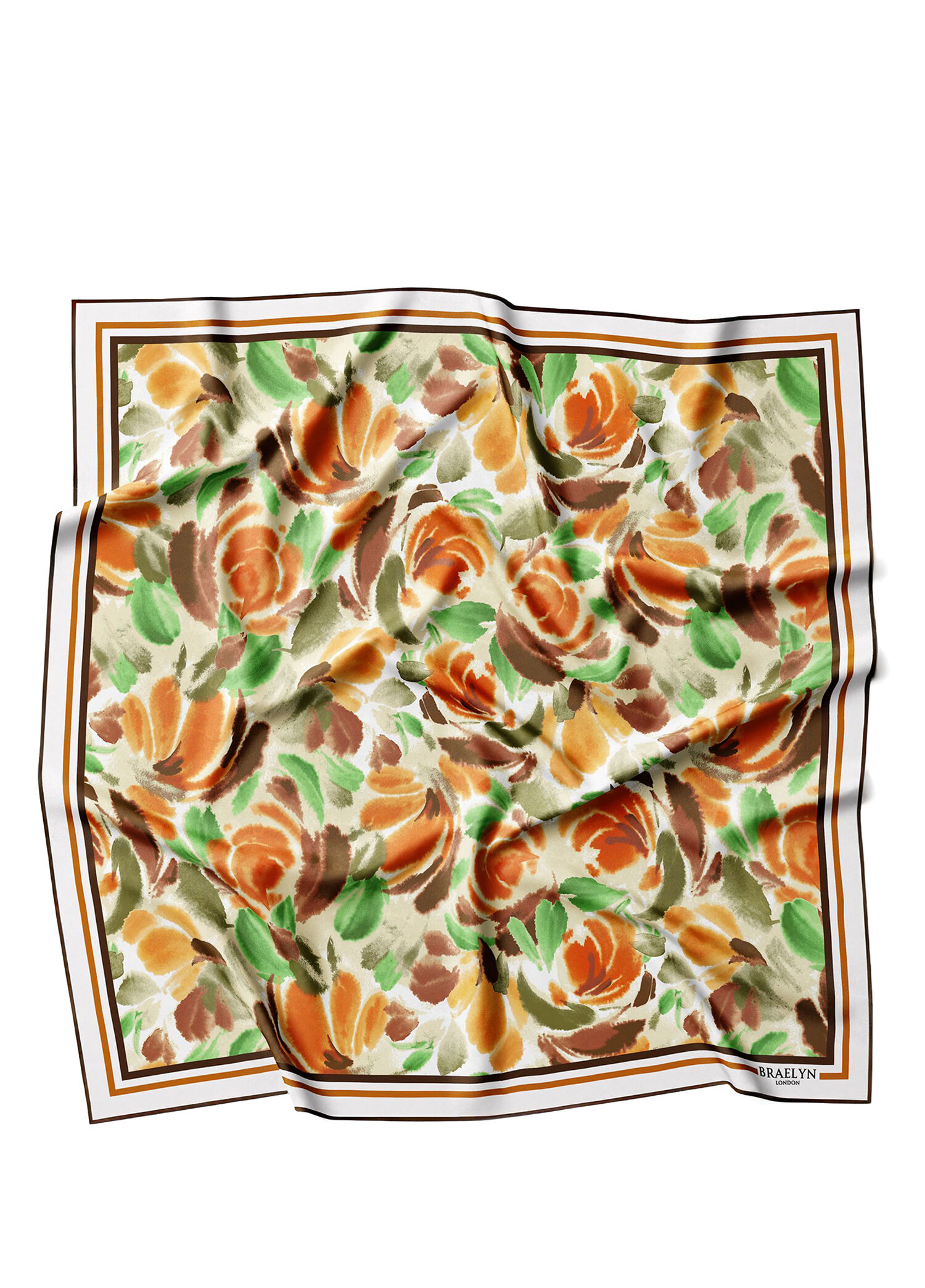 Amber Petals Twill Desenli İpek Kadın Eşarp