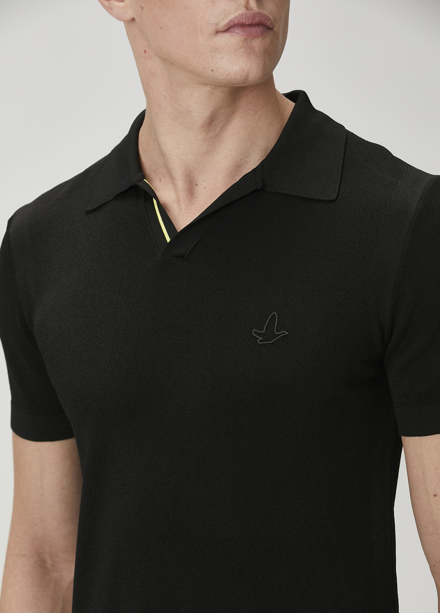 Siyah Polo Yaka Kısa Kollu Triko_5