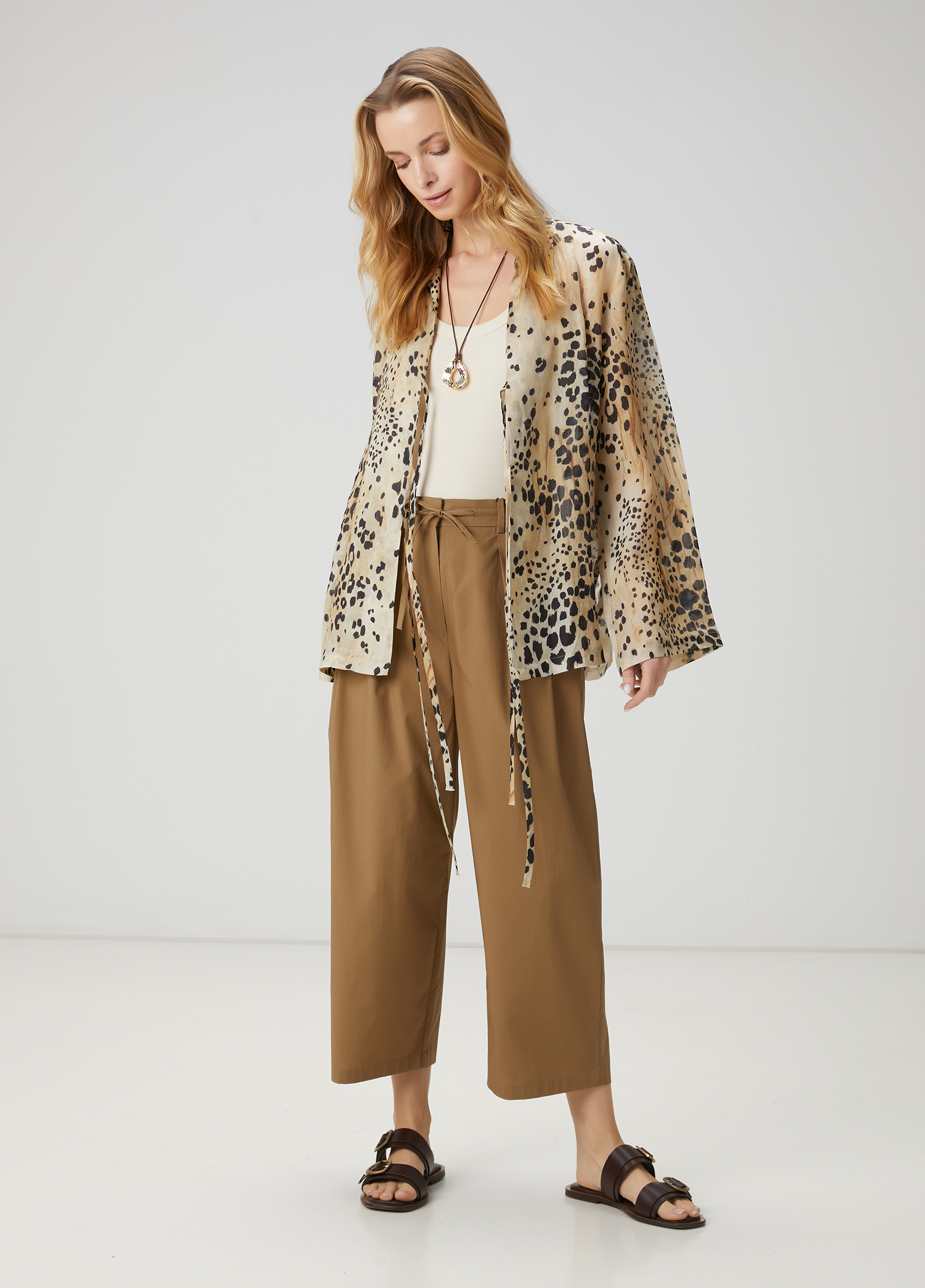Kahverengi Leopar Desenli Bluz_5