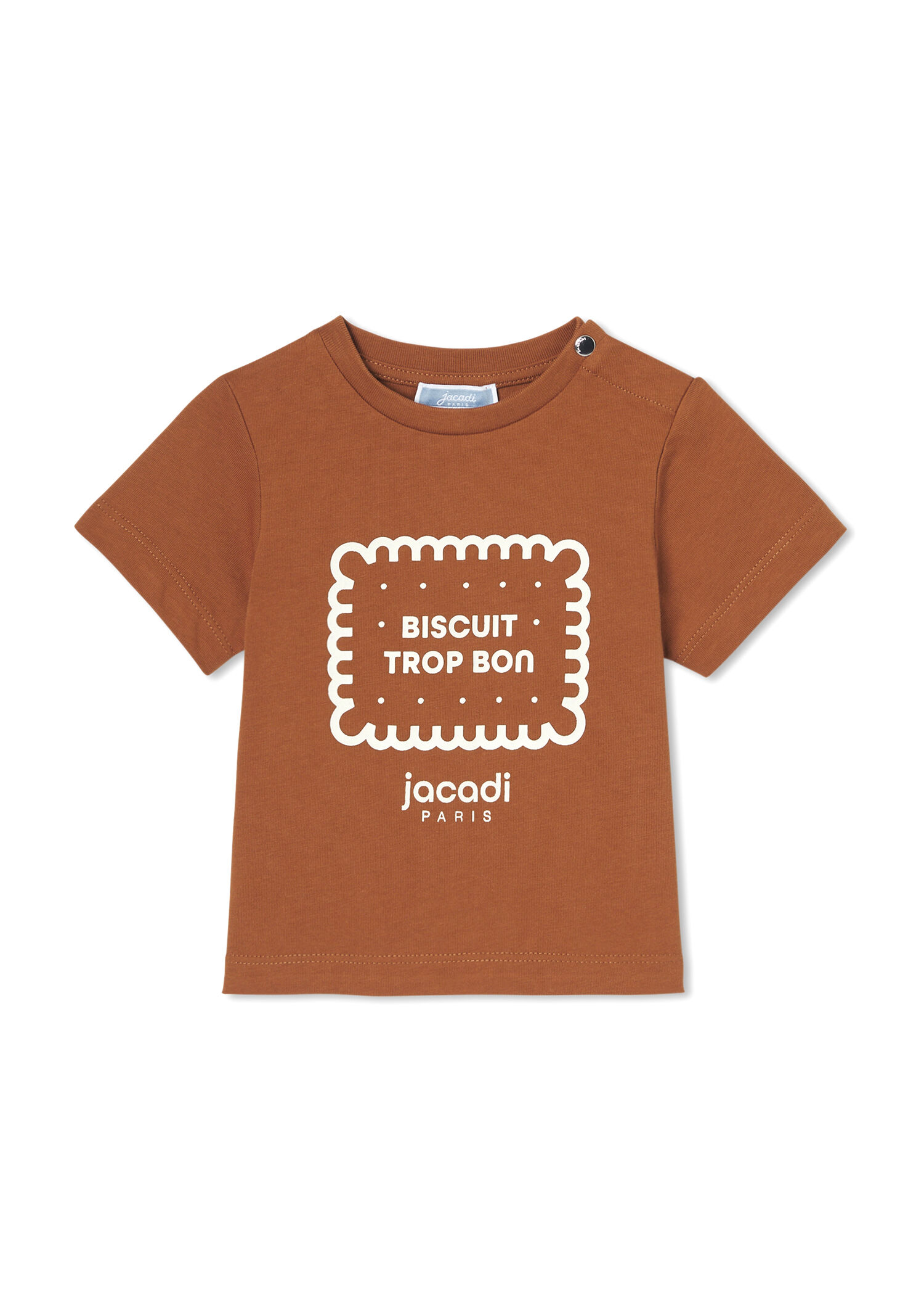 Açık Kahve Motifli Kısa Kollu Erkek Bebek T-Shirt