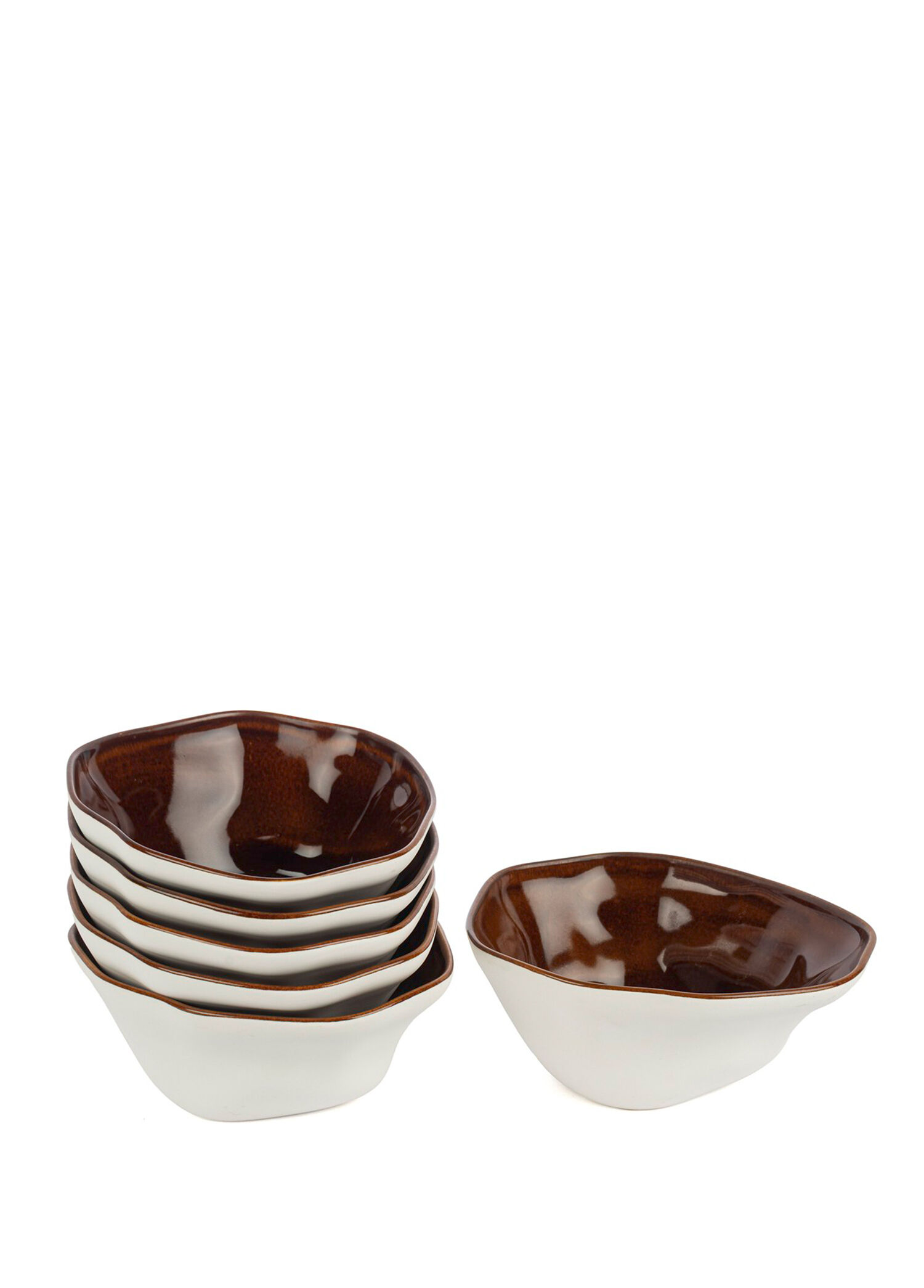 Beyaz Karamel Porselen 6'lı Kase 16 cm