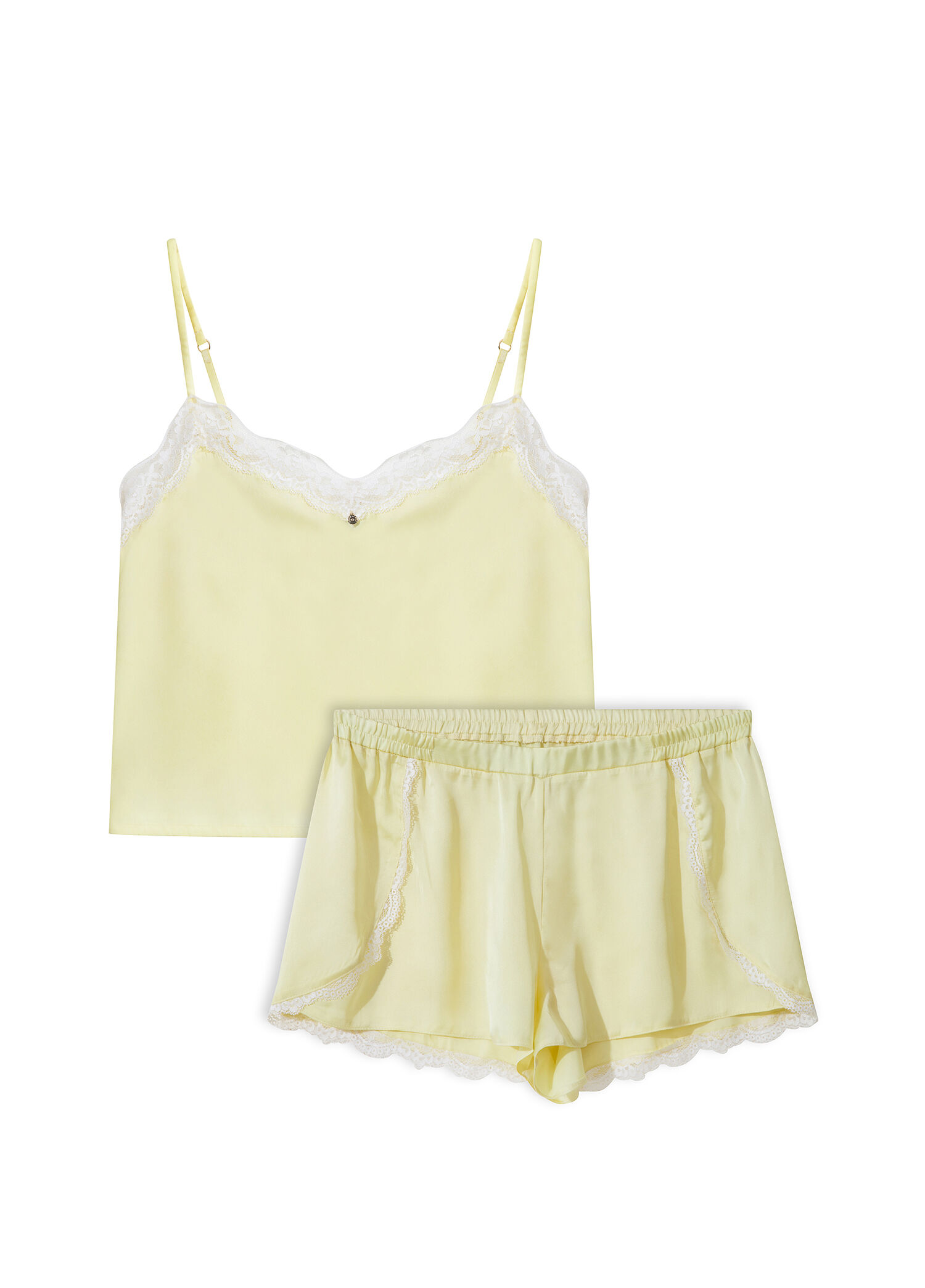 Golden Sarı Askılı Bluz ve Şort Kadın Pijama Takımı