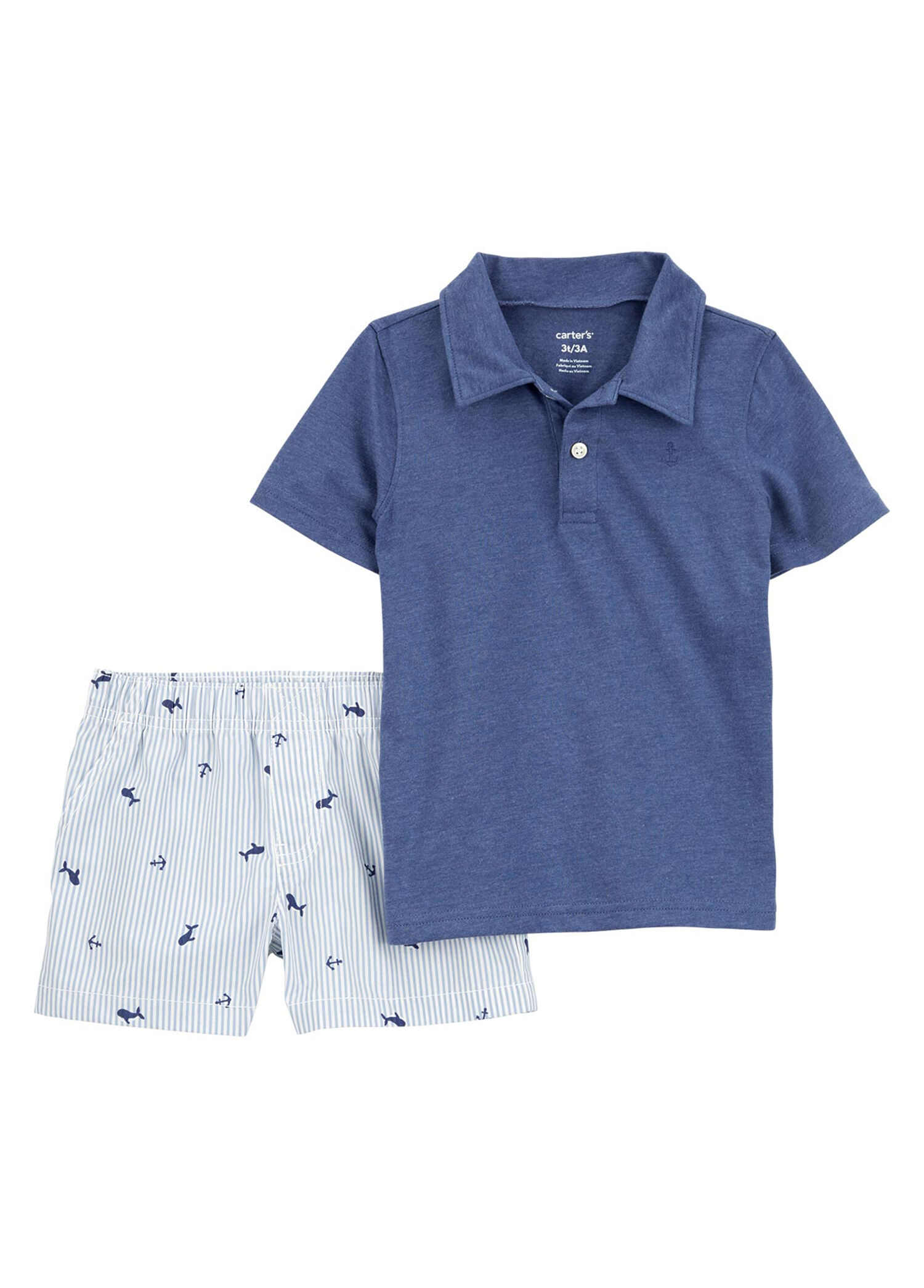 Polo Yaka Kısa Kollu T-Shirt ve Şort Erkek Bebek 2'li Set