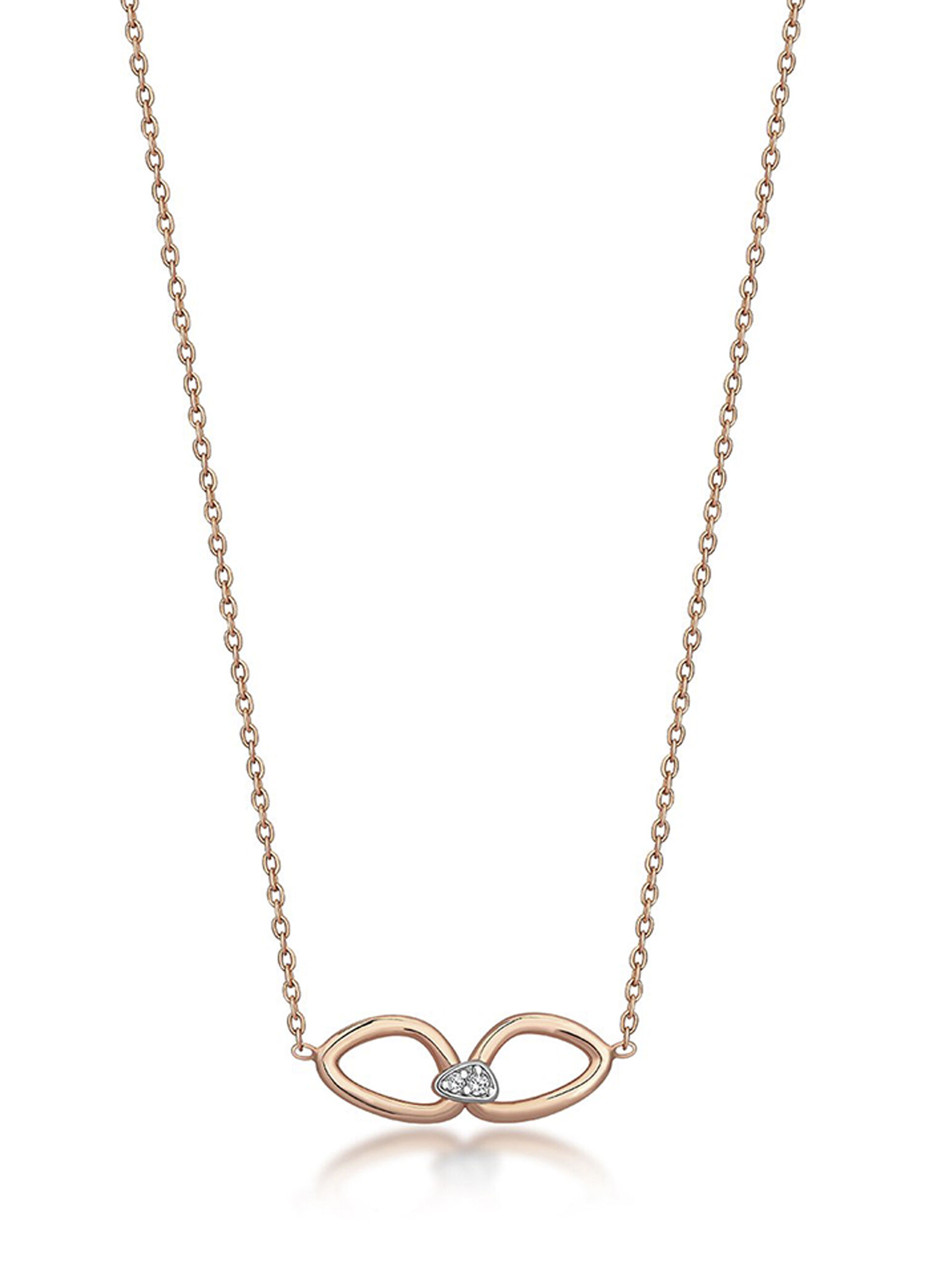 Connection Little Pırlant Taşlı 14 Ayar Rose Gold Kadın Kolye