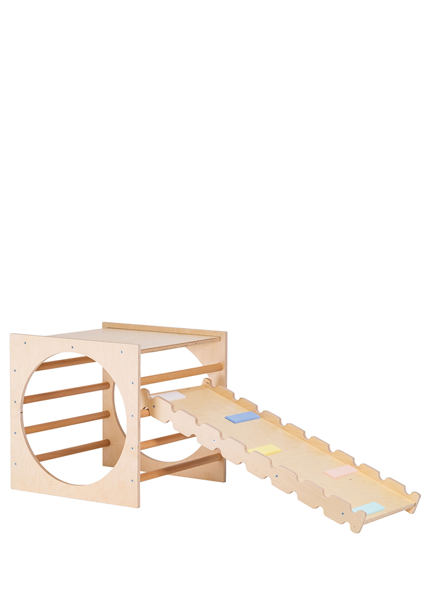 Montessori Ahşap Çocuk Pikler Karesi ve Rampa İkili Set
