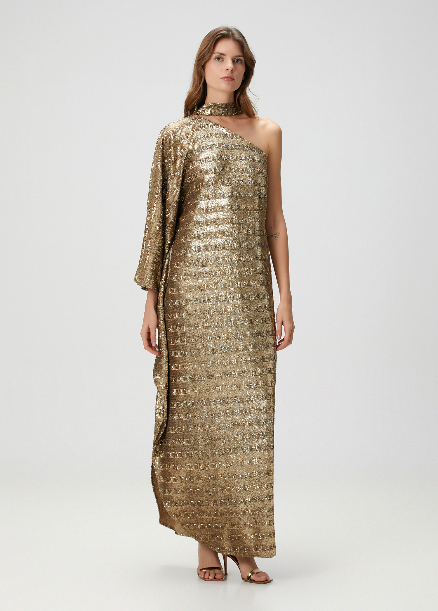 Gold Maxi Abiye Elbise