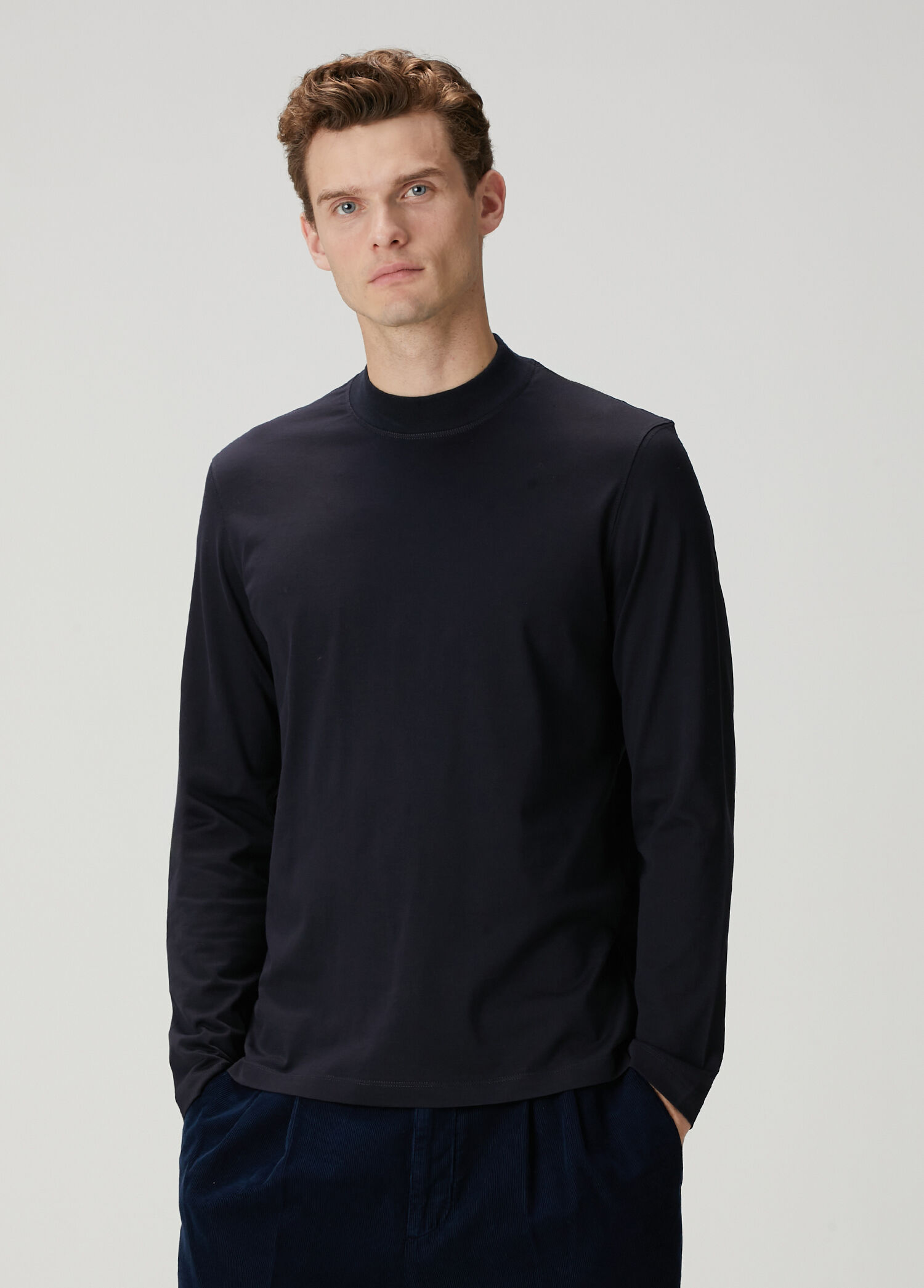 Lacivert Uzun Kollu T-shirt