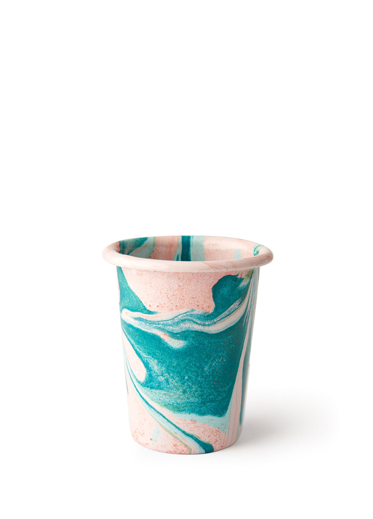 New Marble Pembe Ebru Emaye Bardak