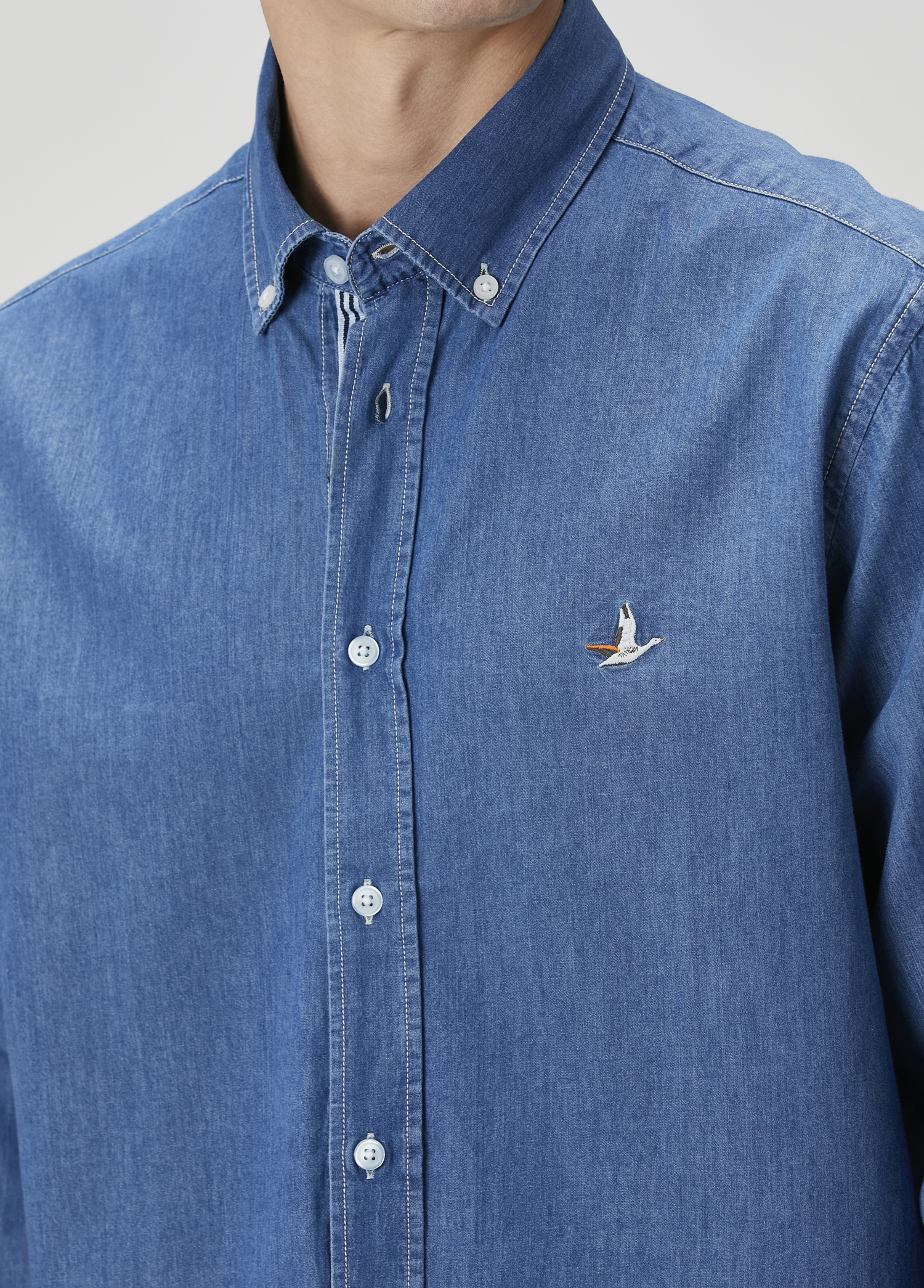Comfort Fit Koyu Mavi Denim Gömlek_5