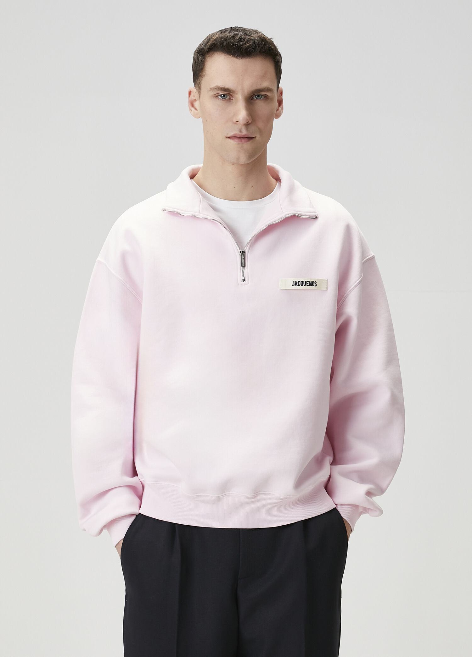 Pembe Yakası Fermuarlı Sweatshirt