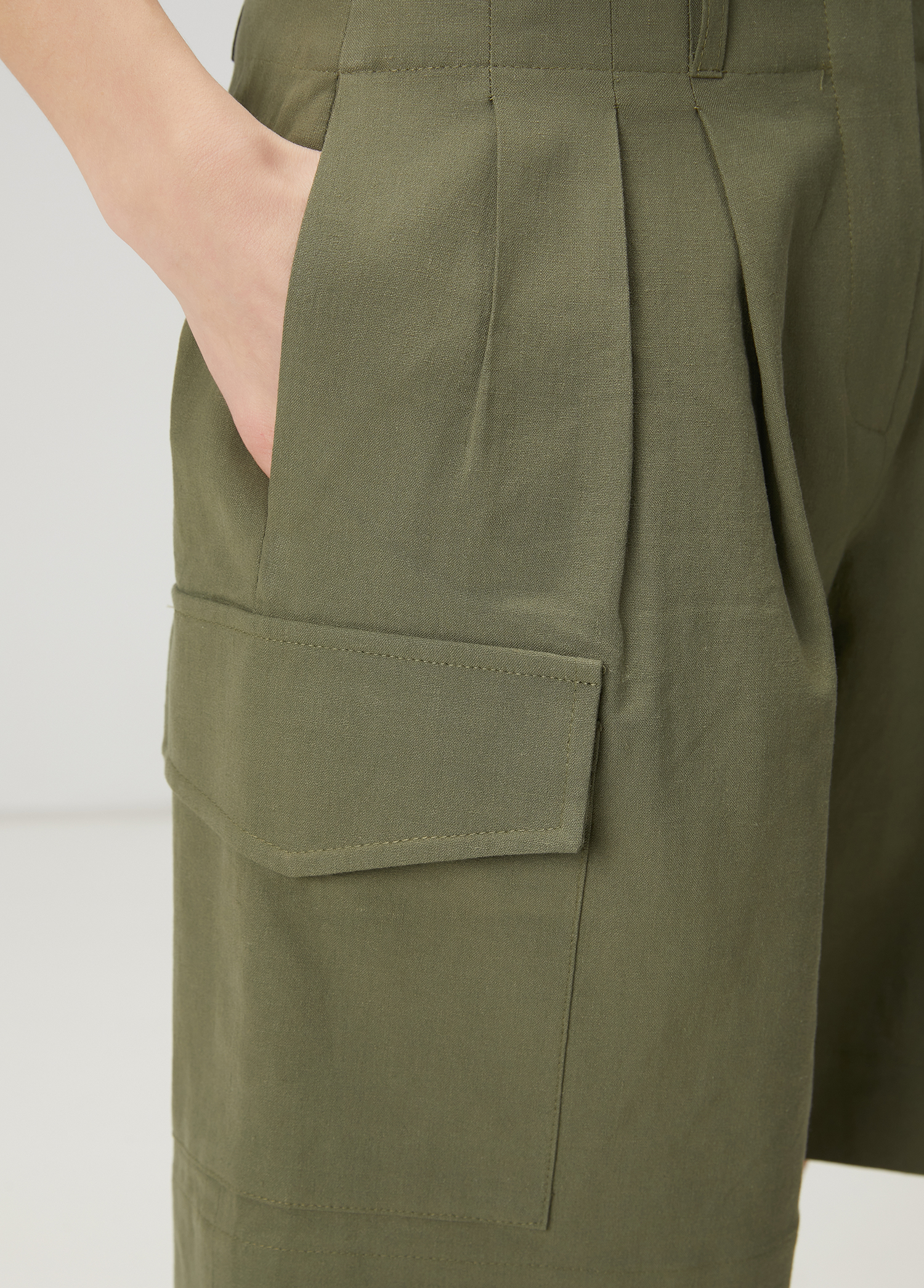 Haki Kargo Mini Twill Şort_5