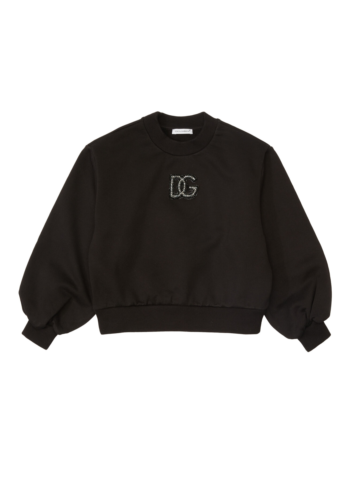 Siyah Taşlı Logolu Kız Çocuk Sweatshirt