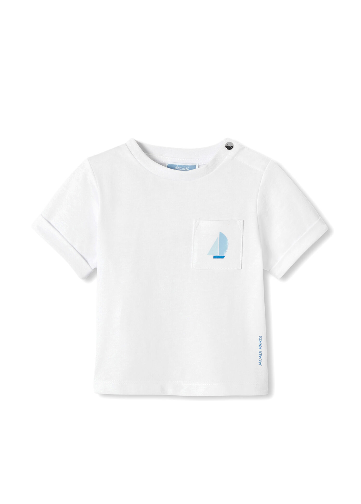 Beyaz Pamuklu Kısa Kollu Erkek Bebek T-shirt