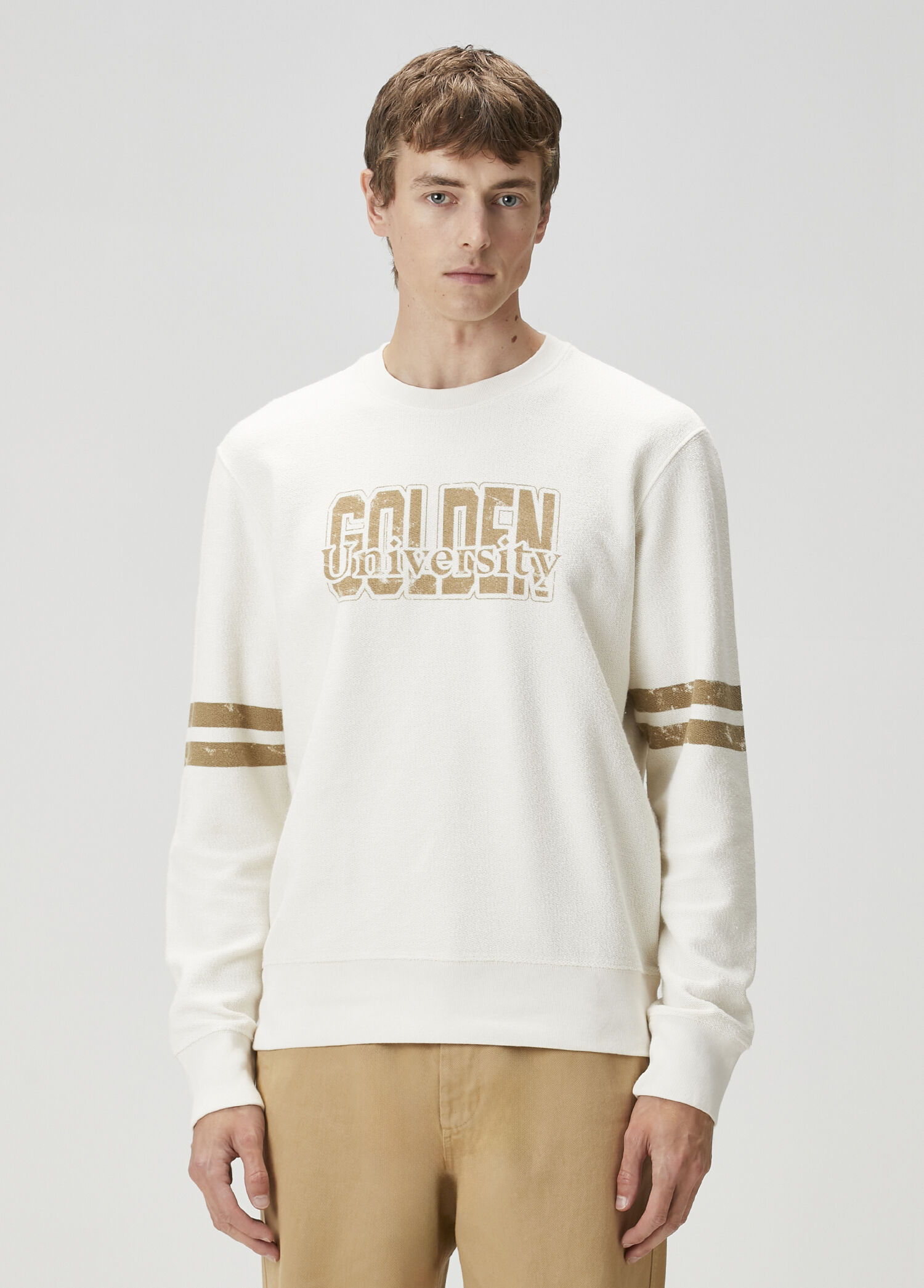 Krem Logo Baskılı Sweatshirt