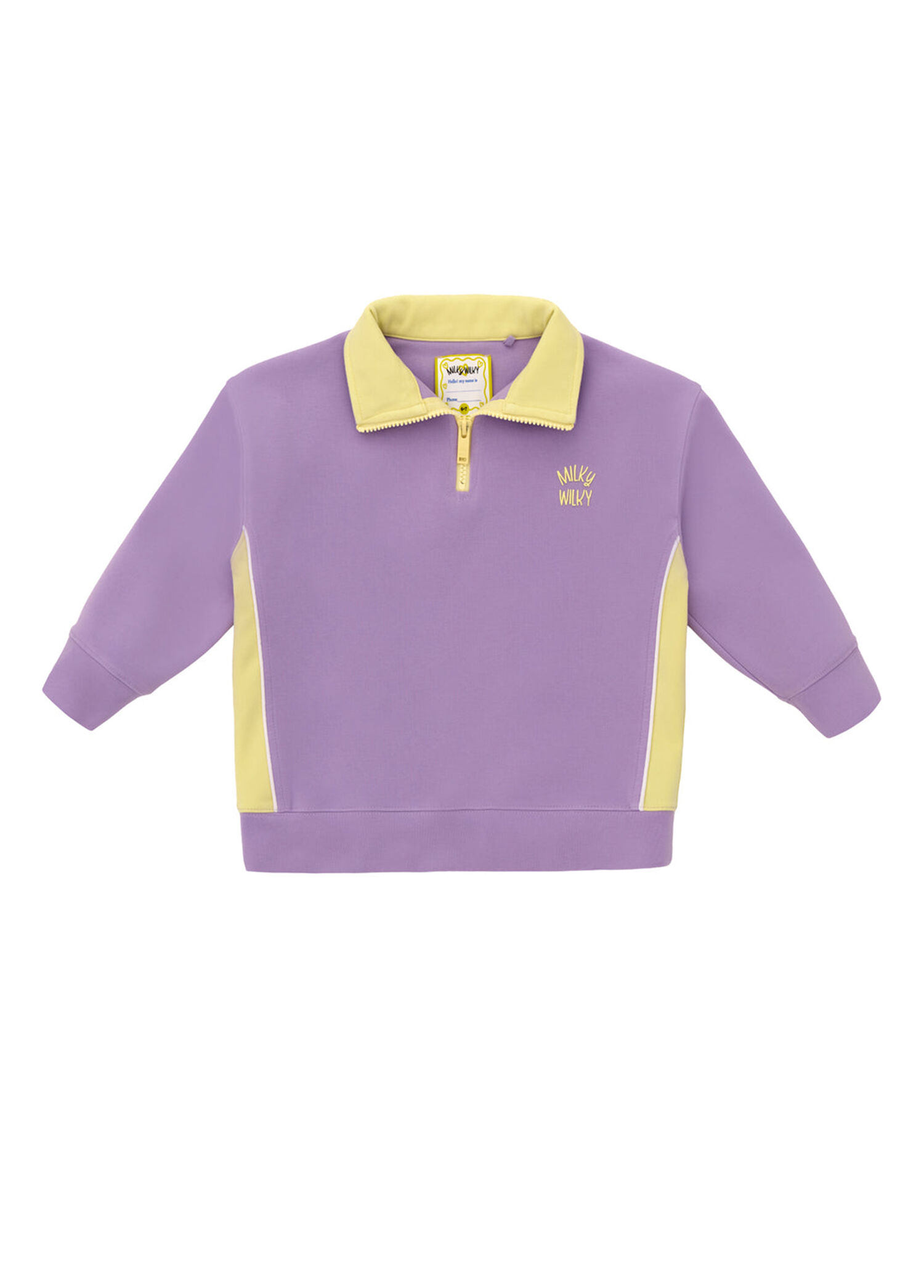 Dik Yaka Lila Yarım Fermuarlı Kız Çocuk Sweatshirt