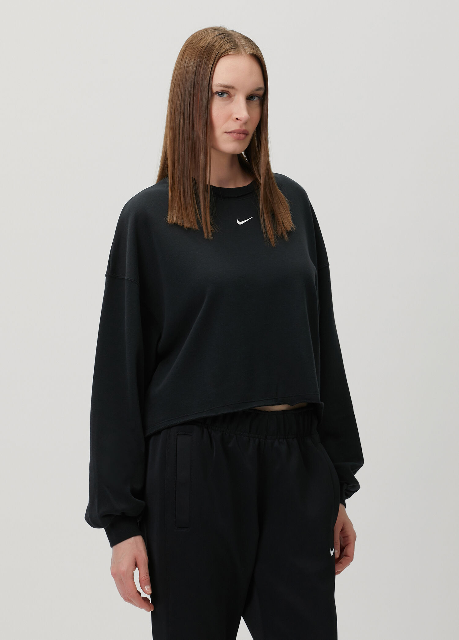 Nike Siyah-Gri Kadın Chill Terry Oversize French Terry Siyah