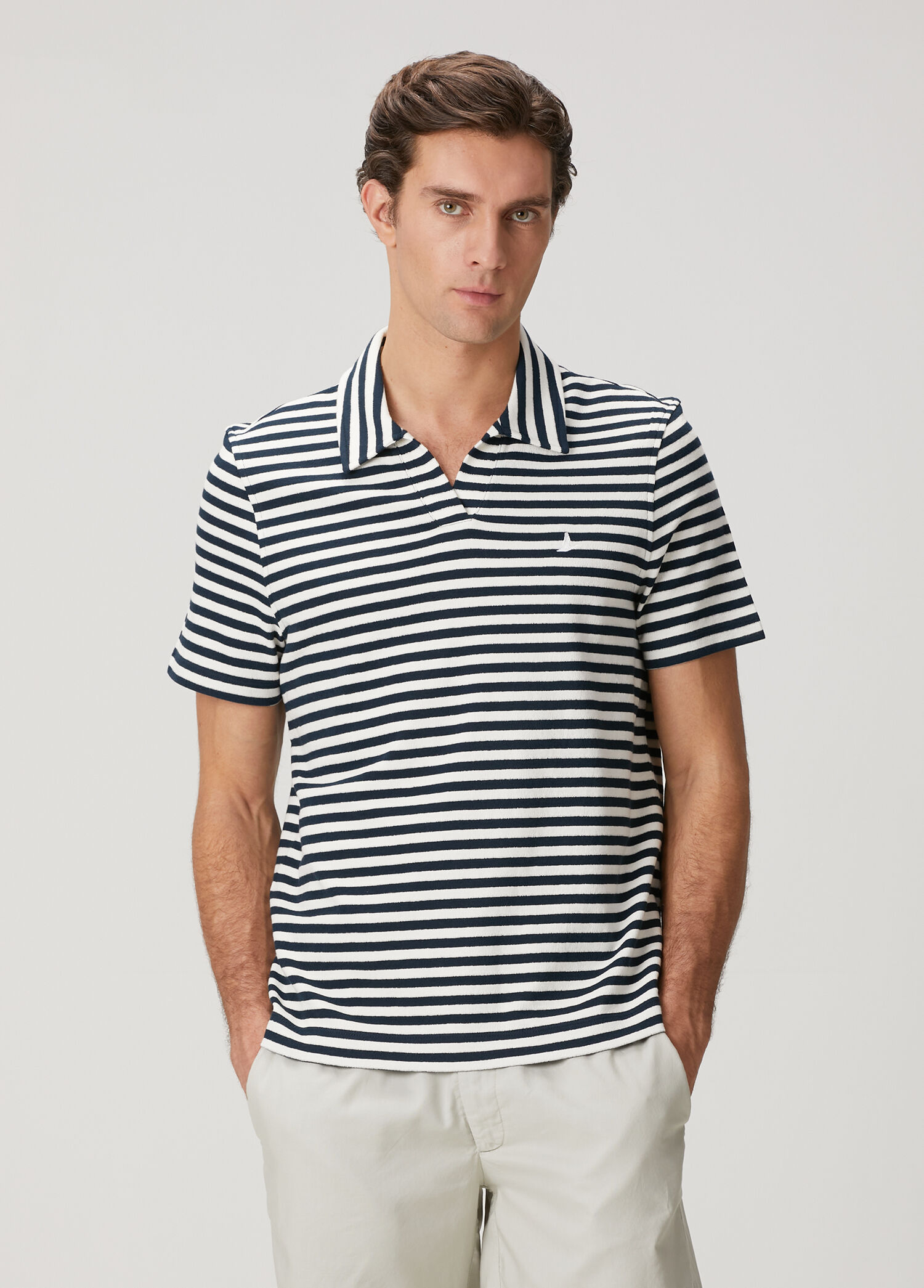 Lacivert Beyaz Comfort Fit Marin Polo T-shirt