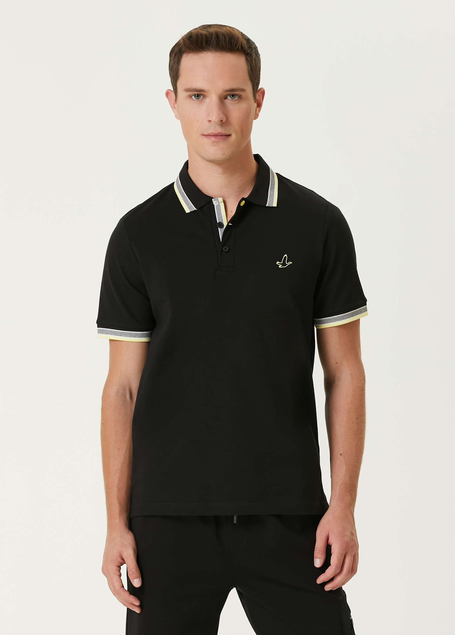 Comfort Fit Siyah Polo Yaka T-shirt_3