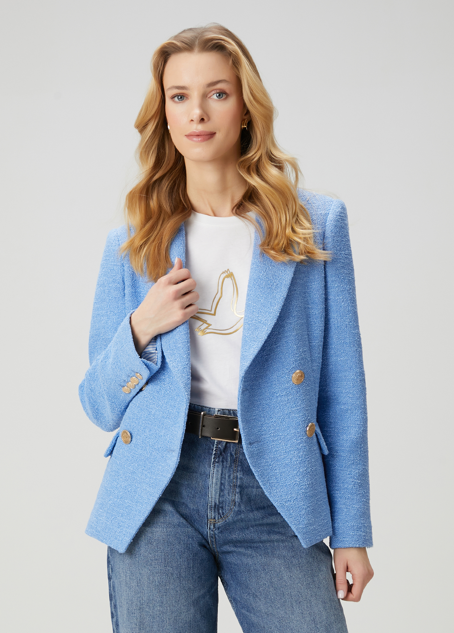 Mavi Bukle Kumaş Blazer_4
