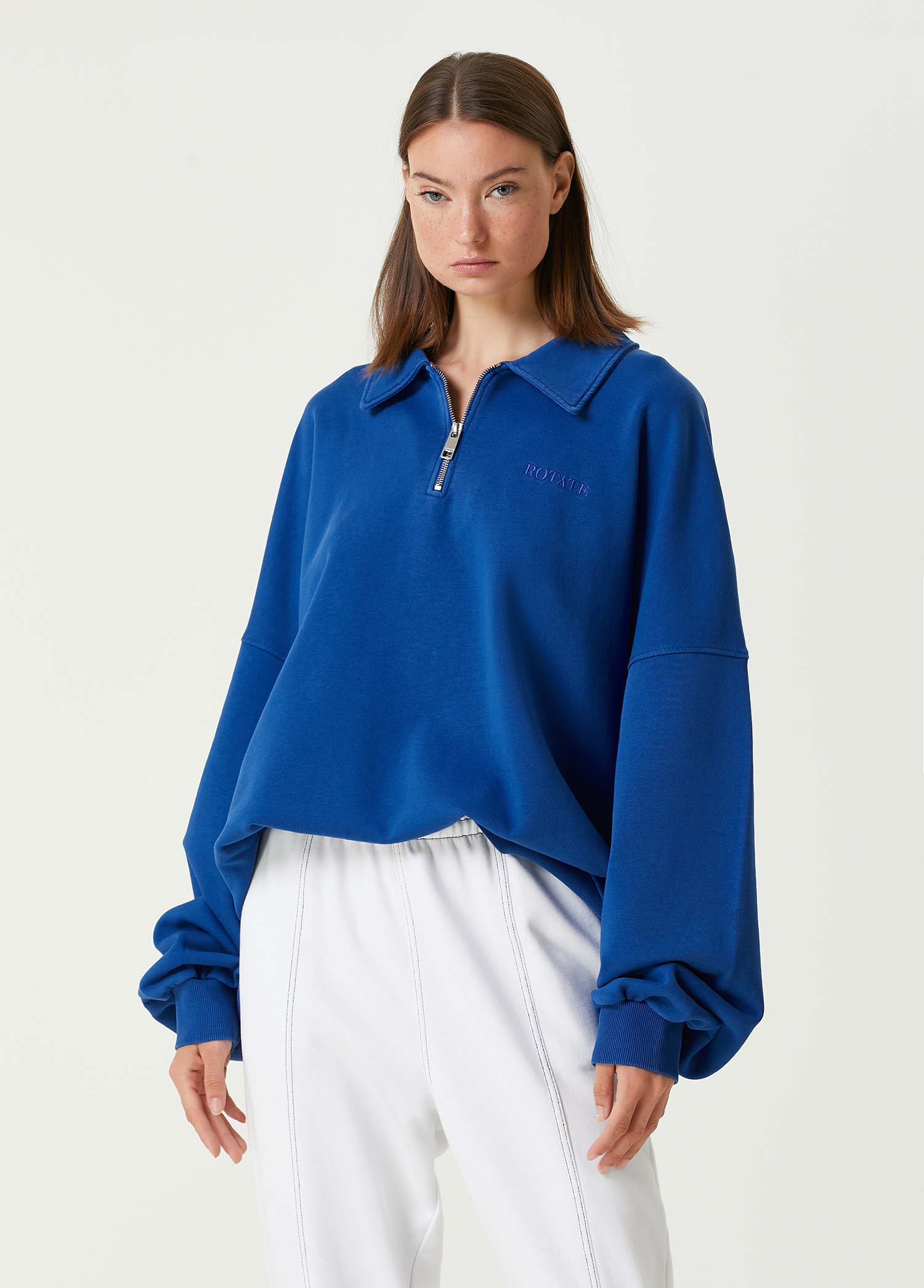 Mavi Logolu Polo Sweatshirt