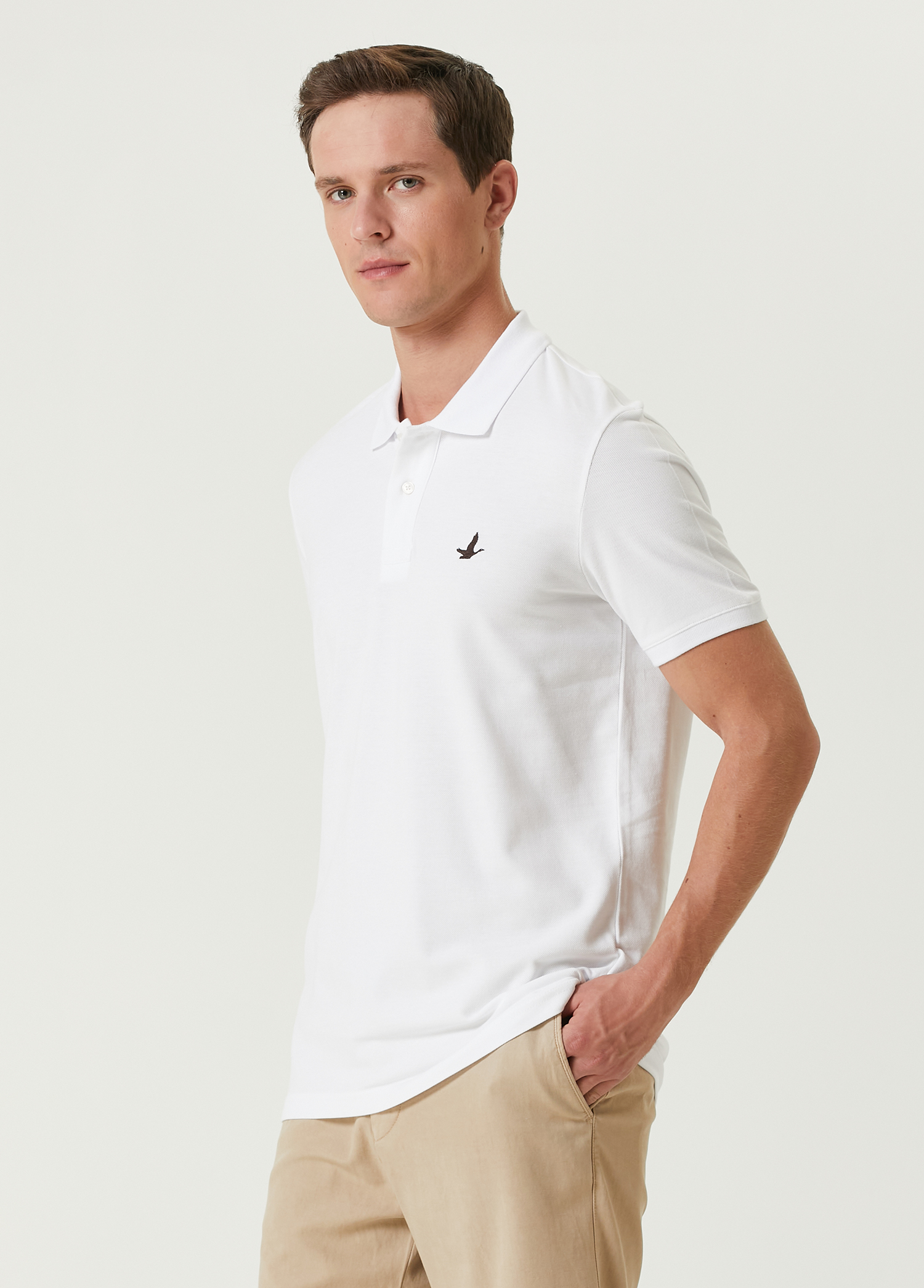 Comfort Fit Beyaz Polo Yaka T-shirt_1