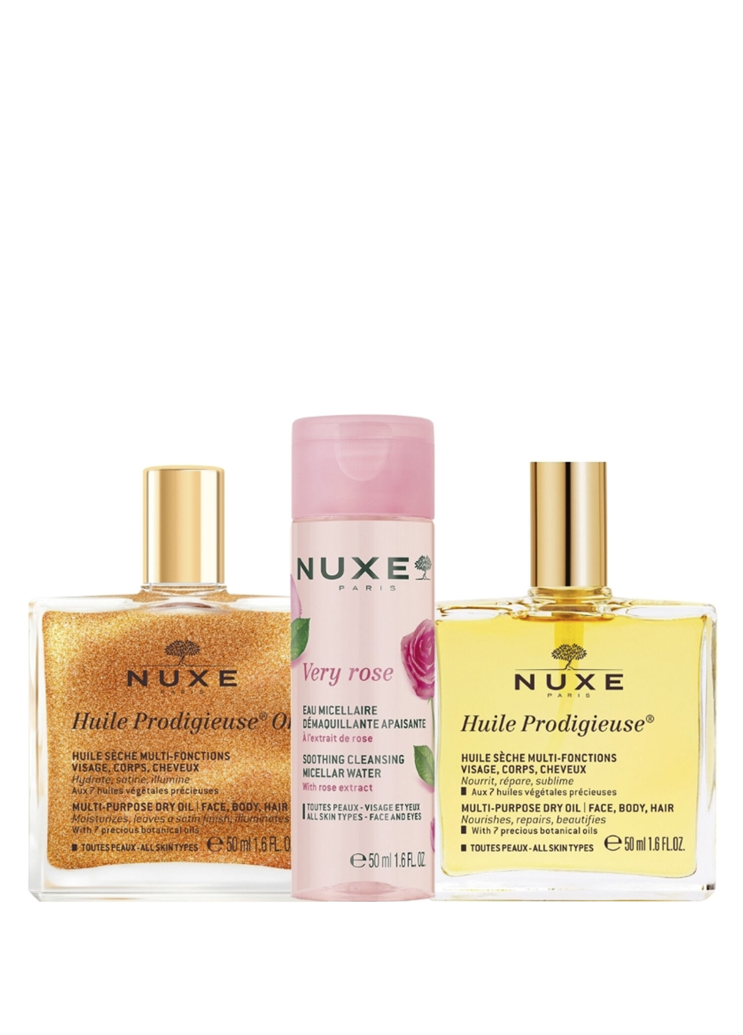 Huıle Prodıgıeuse Or + Klasik Kuru Yağ 50 ml - Makyaj Temizleme Suyu 50 ml Cilt Bakım Seti