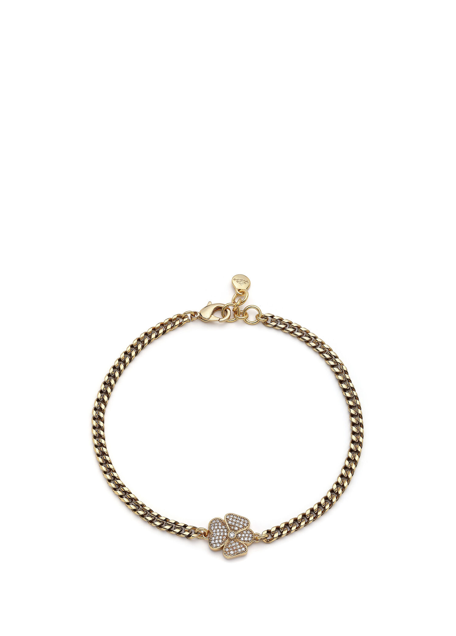 Blessed Yonca Zirkon Zincir Altın Kaplama Kadın Choker Kolye