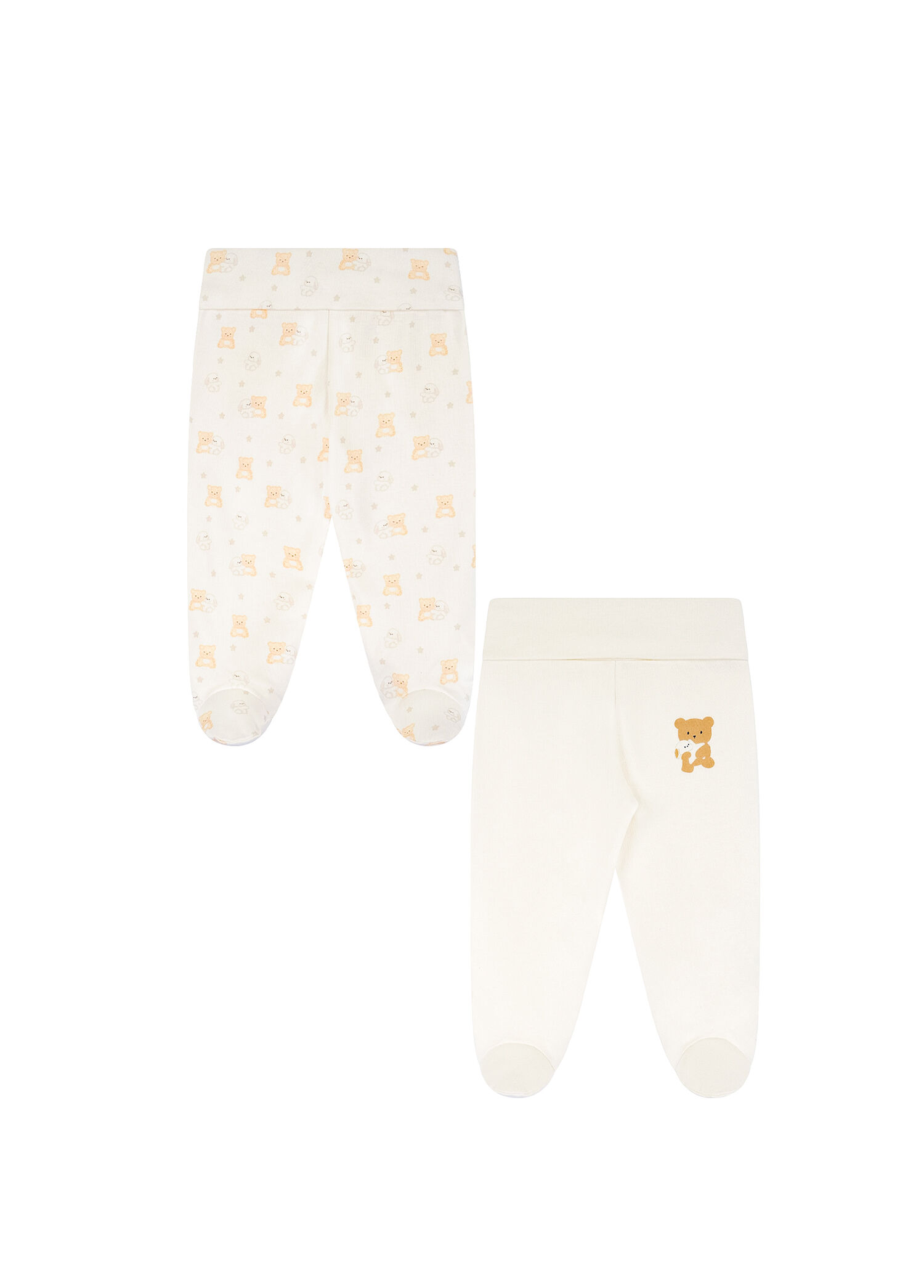 Ekru 2'li Unisex Bebek Patikli Pantolon