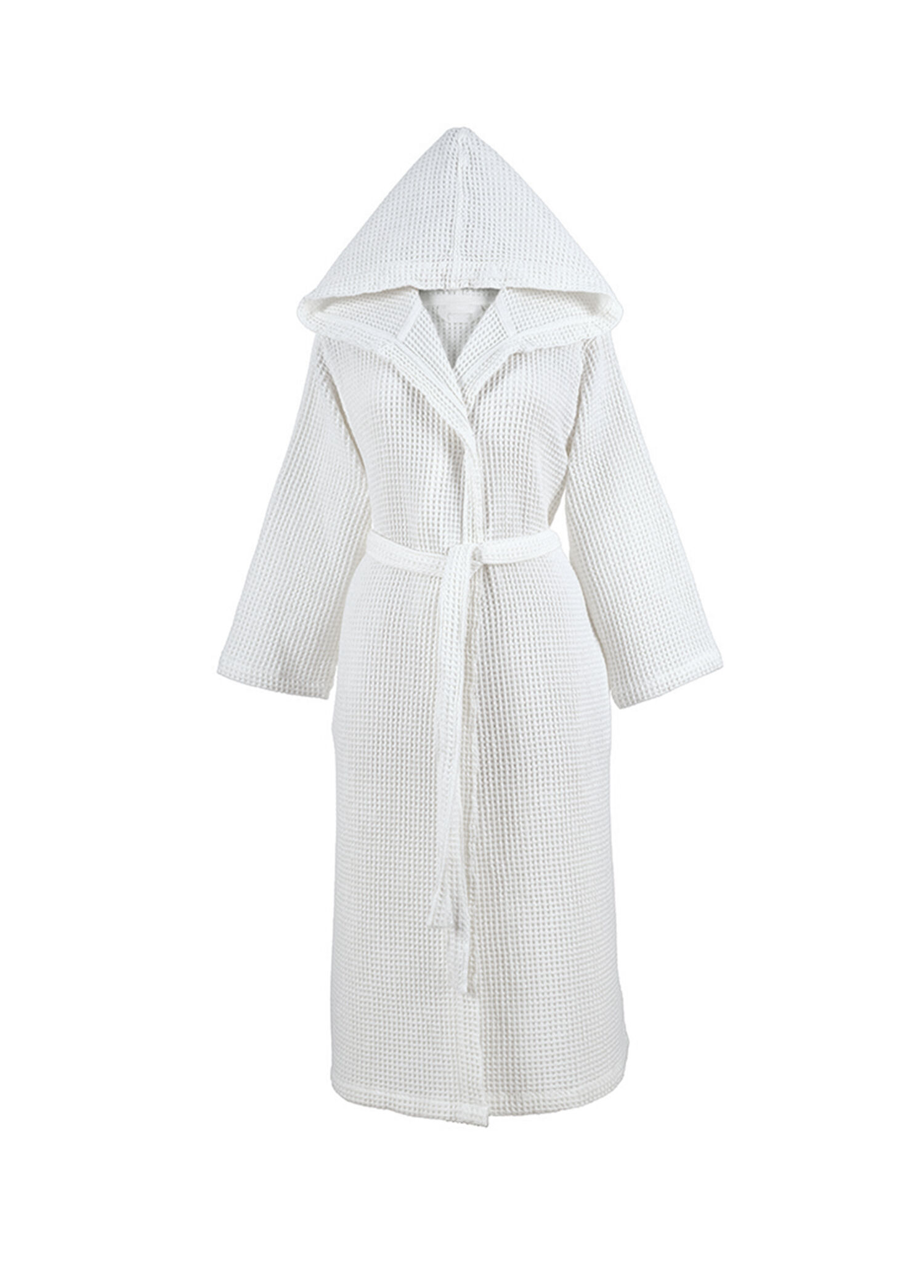 Lento Off White Pamuklu Waffle Dokulu Unisex Bornoz
