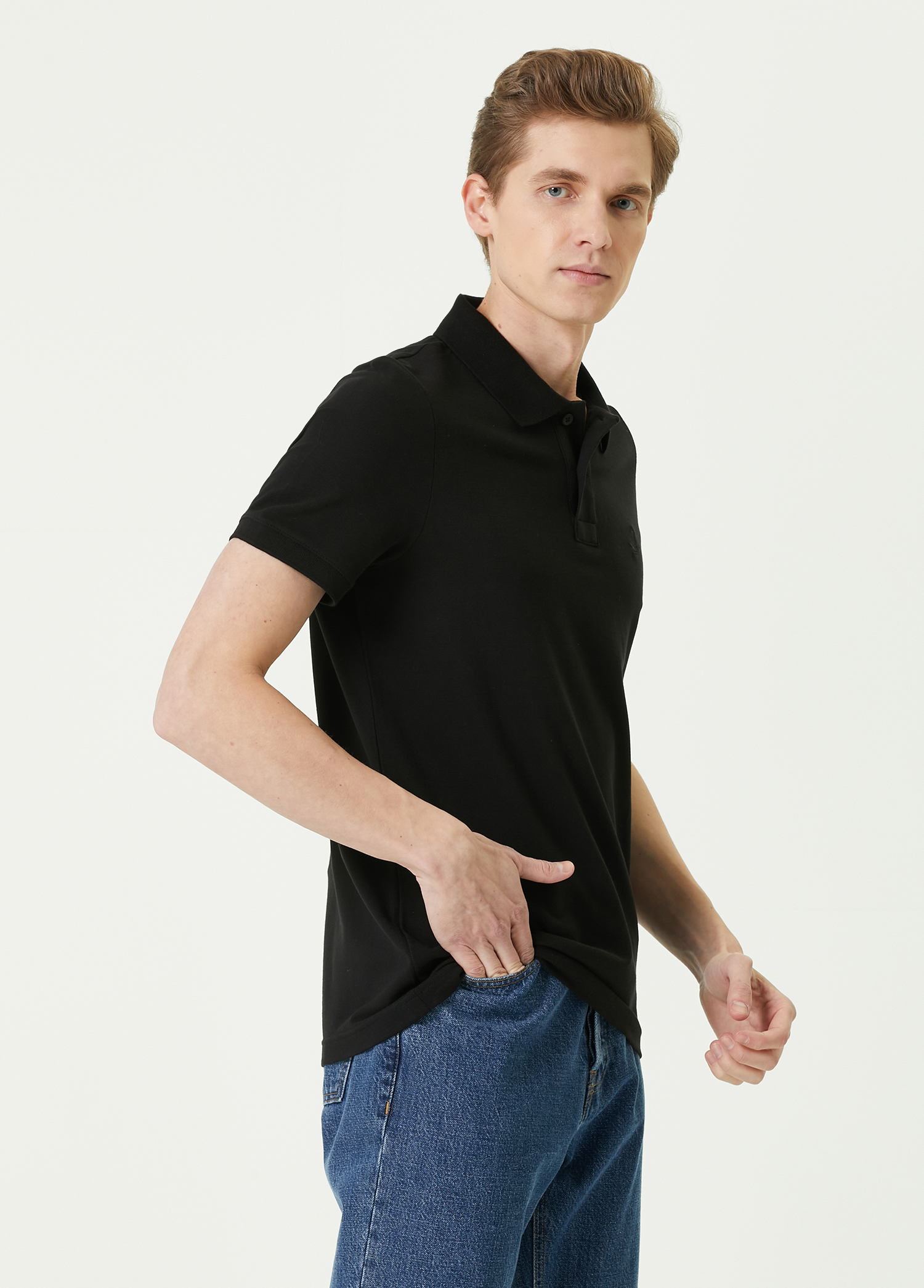 Comfort Fit Siyah Polo Yaka T-shirt_2