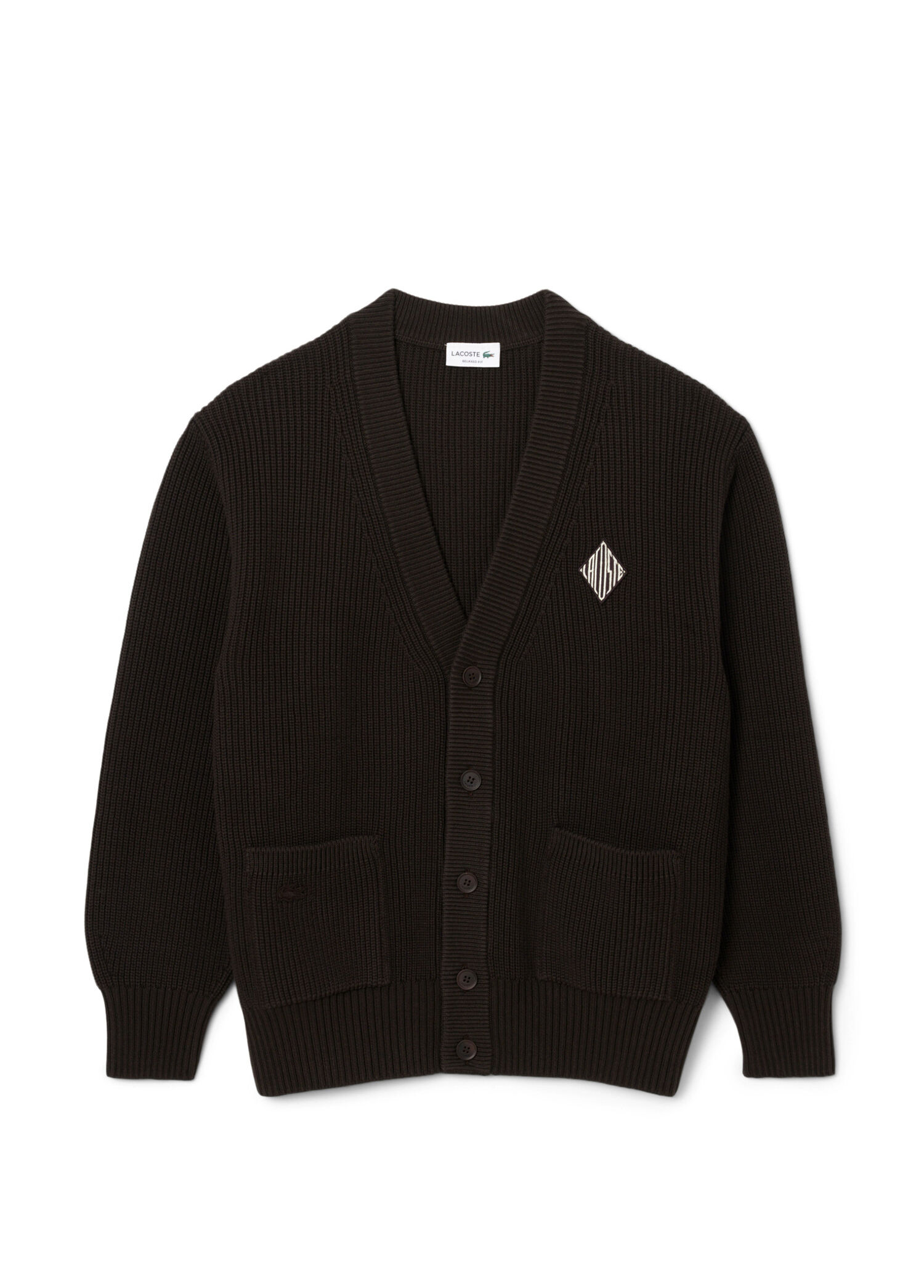 Koyu Kahverengi Relaxed Fit V Yaka Erkek Hırka