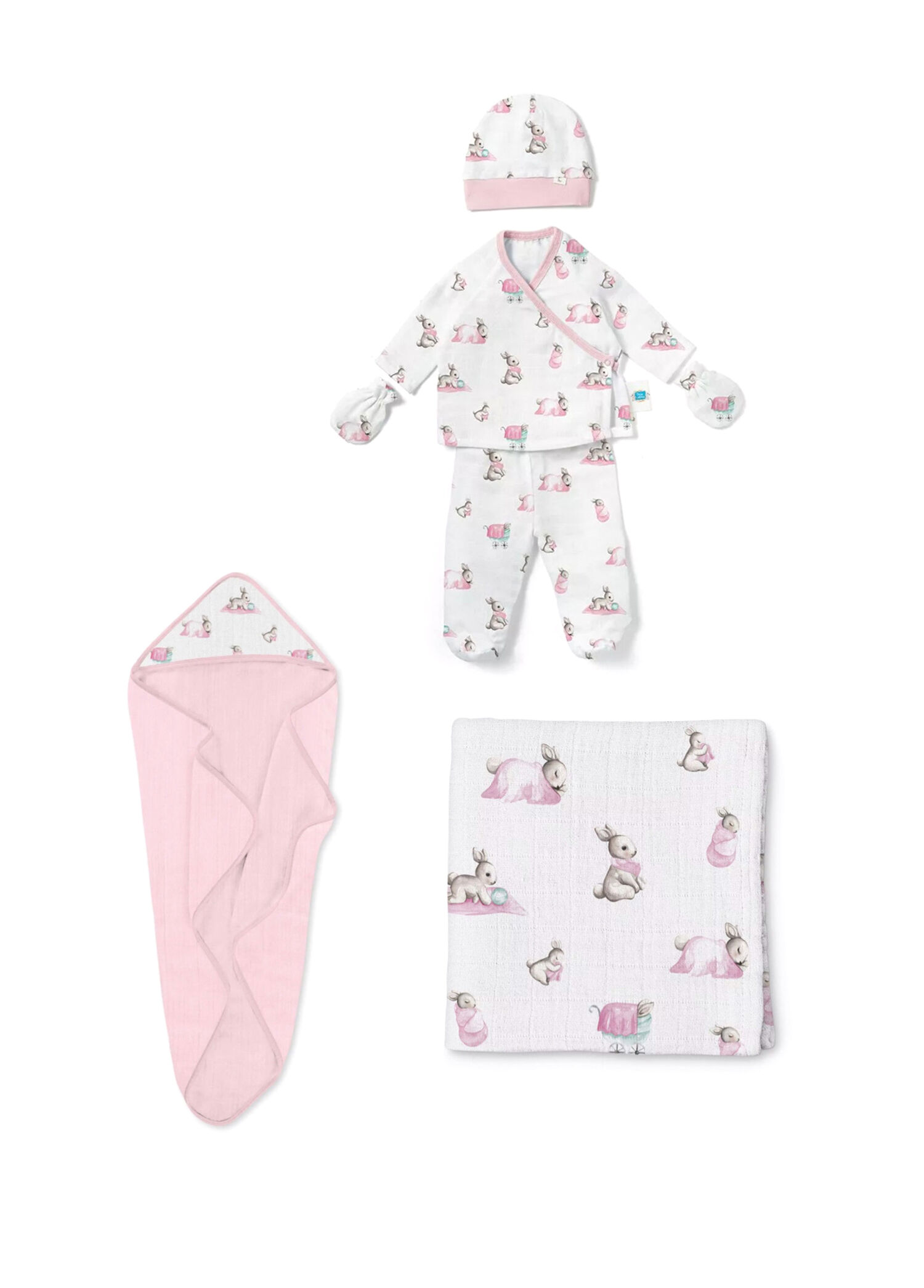 %100 Pamuk Bebe Lapin Rose Yenidoğan Hastane Çıkışı Seti