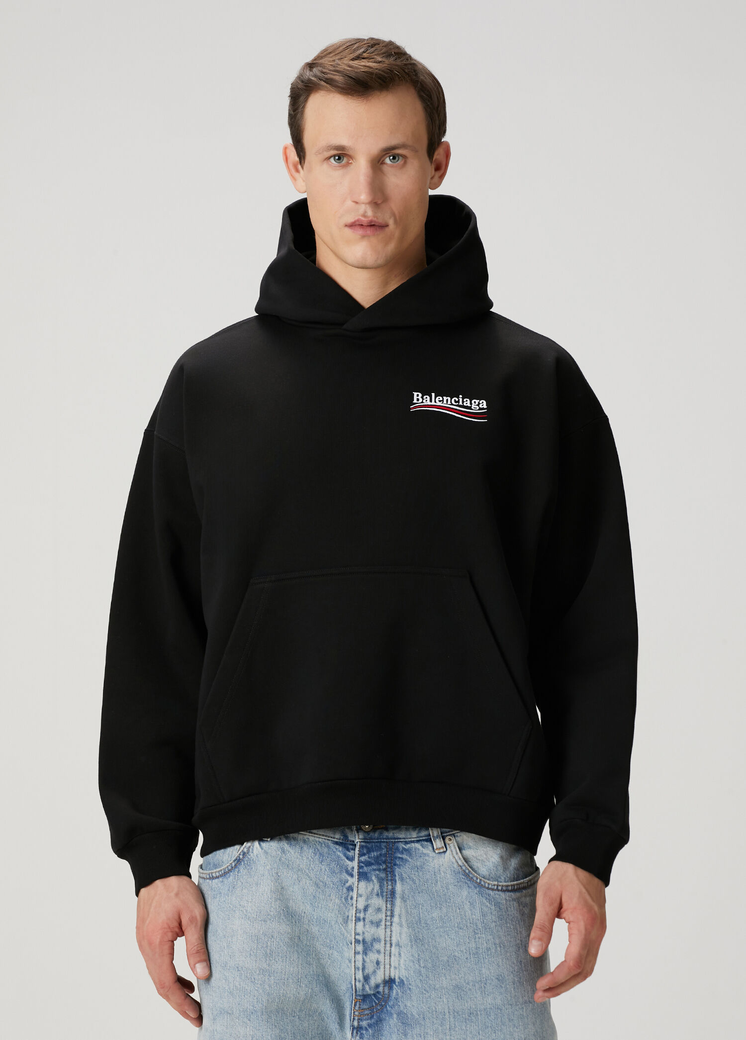 Siyah Kapüşonlu Logo Nakışlı Sweatshirt