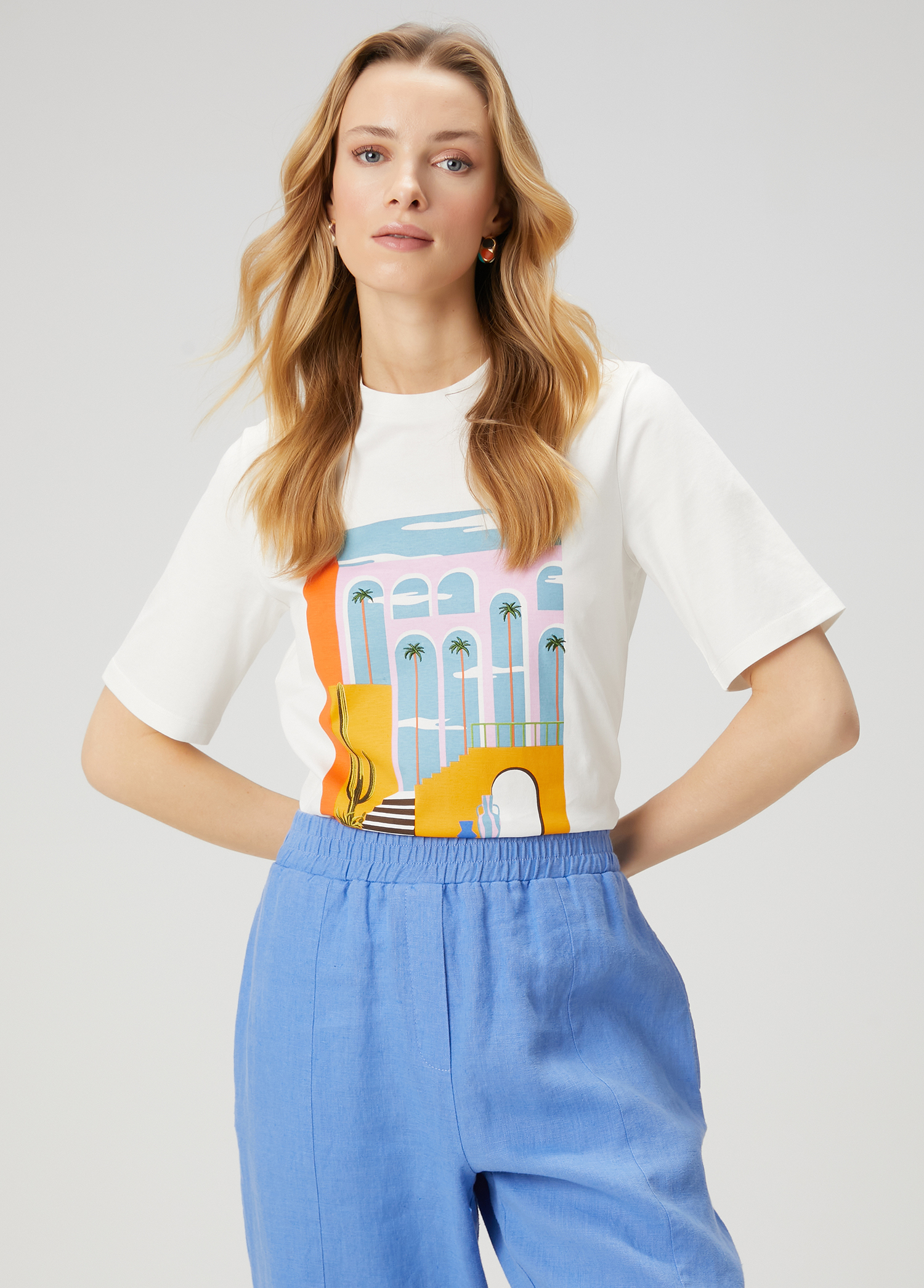 Beyaz Baskılı T-shirt_3